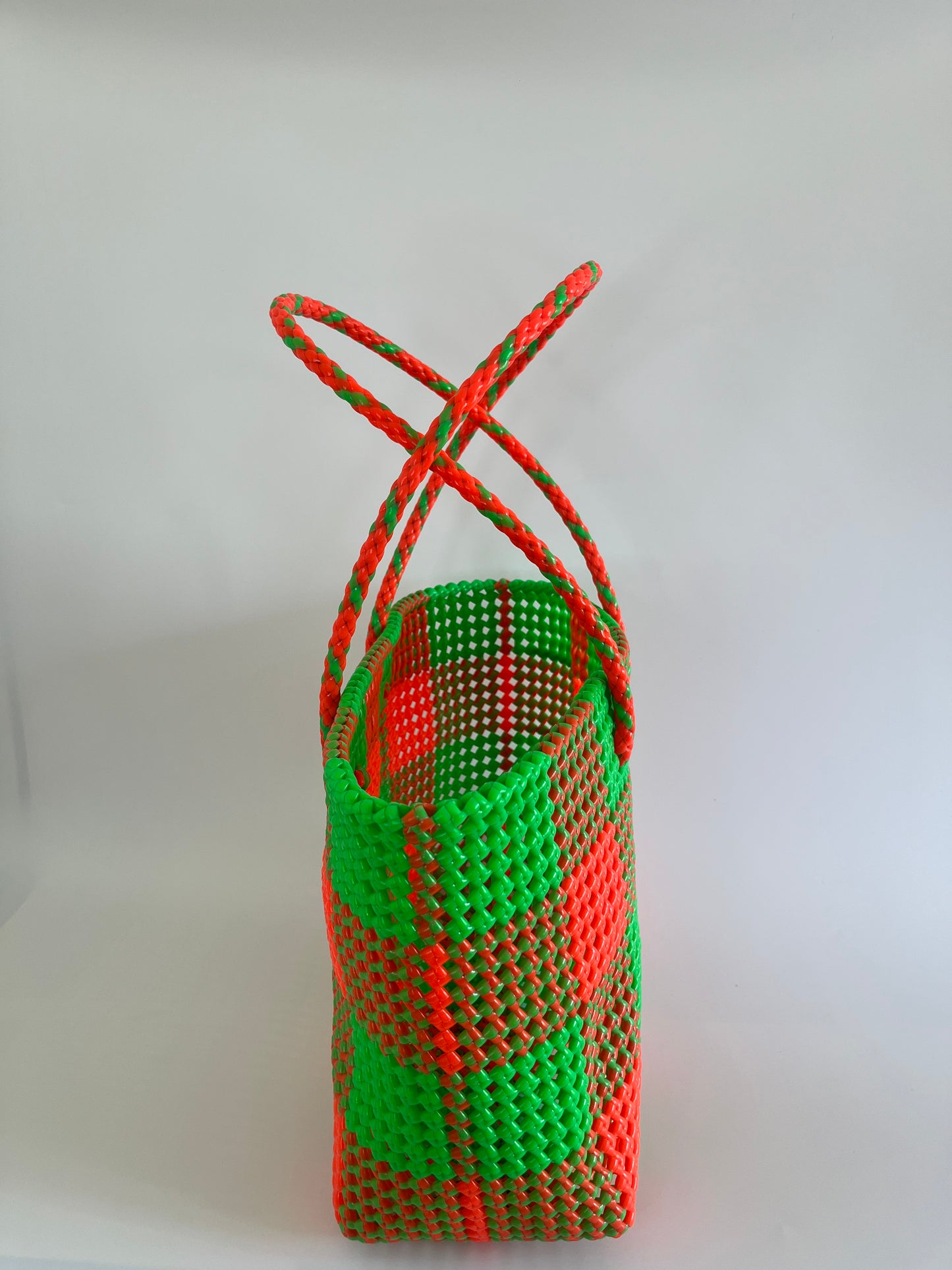 N°215L - SAC COLORE - GRAND - vert fluo & orange fluo