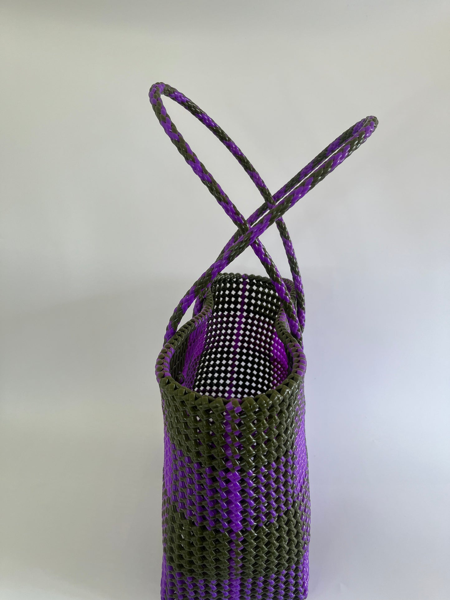 N°96L - SAC COLORE - GRAND - kaki & violet
