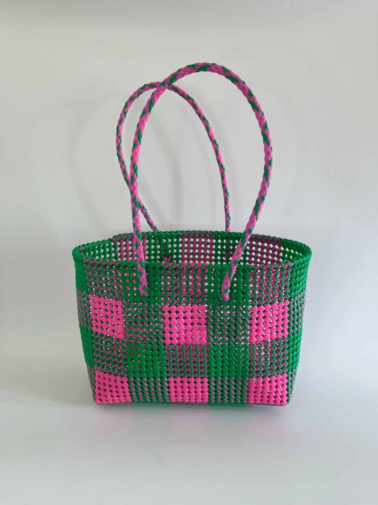 N°19L - SAC COLORÉ - GRAND - vert & rose clair