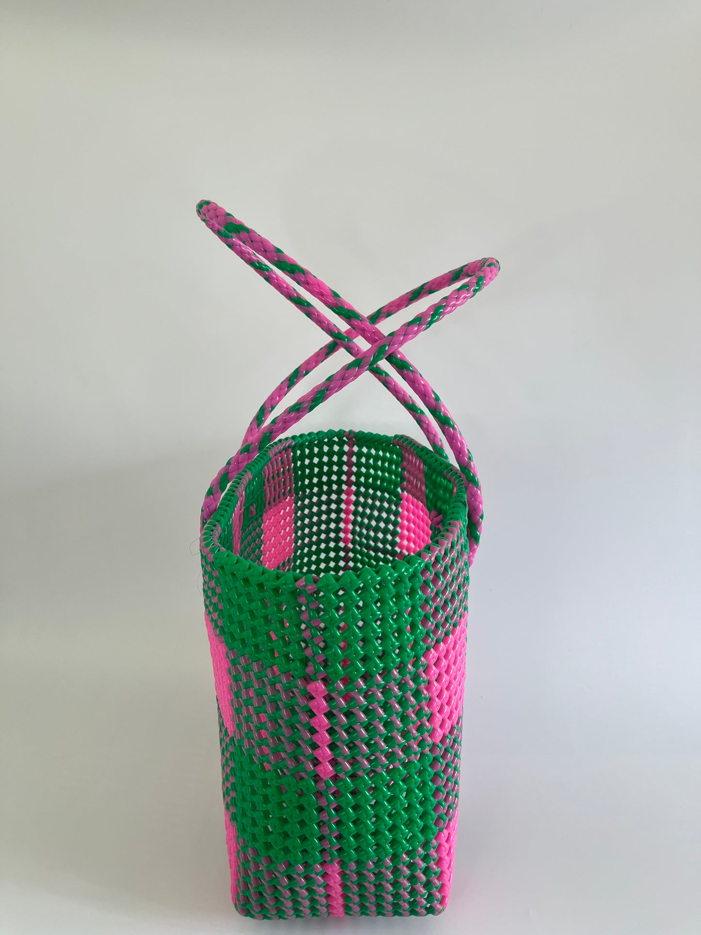N°19L - SAC COLORÉ - GRAND - vert & rose clair