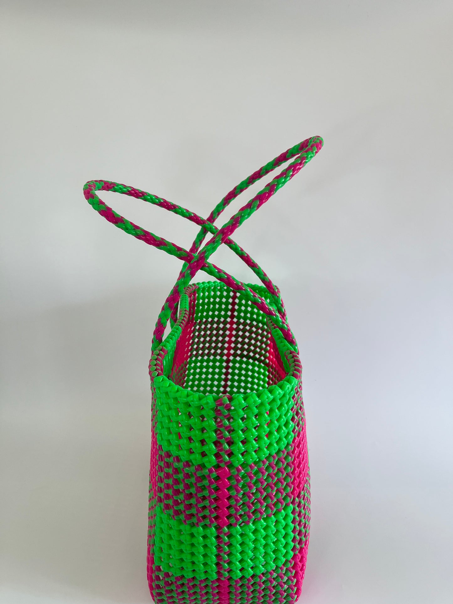 N°20L - SAC COLORE - GRAND - vert fluo & rose fluo
