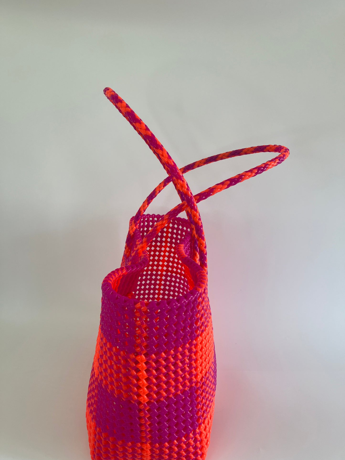 N°242L - SAC COLORÉ - GRAND - rose foncé & orange fluo