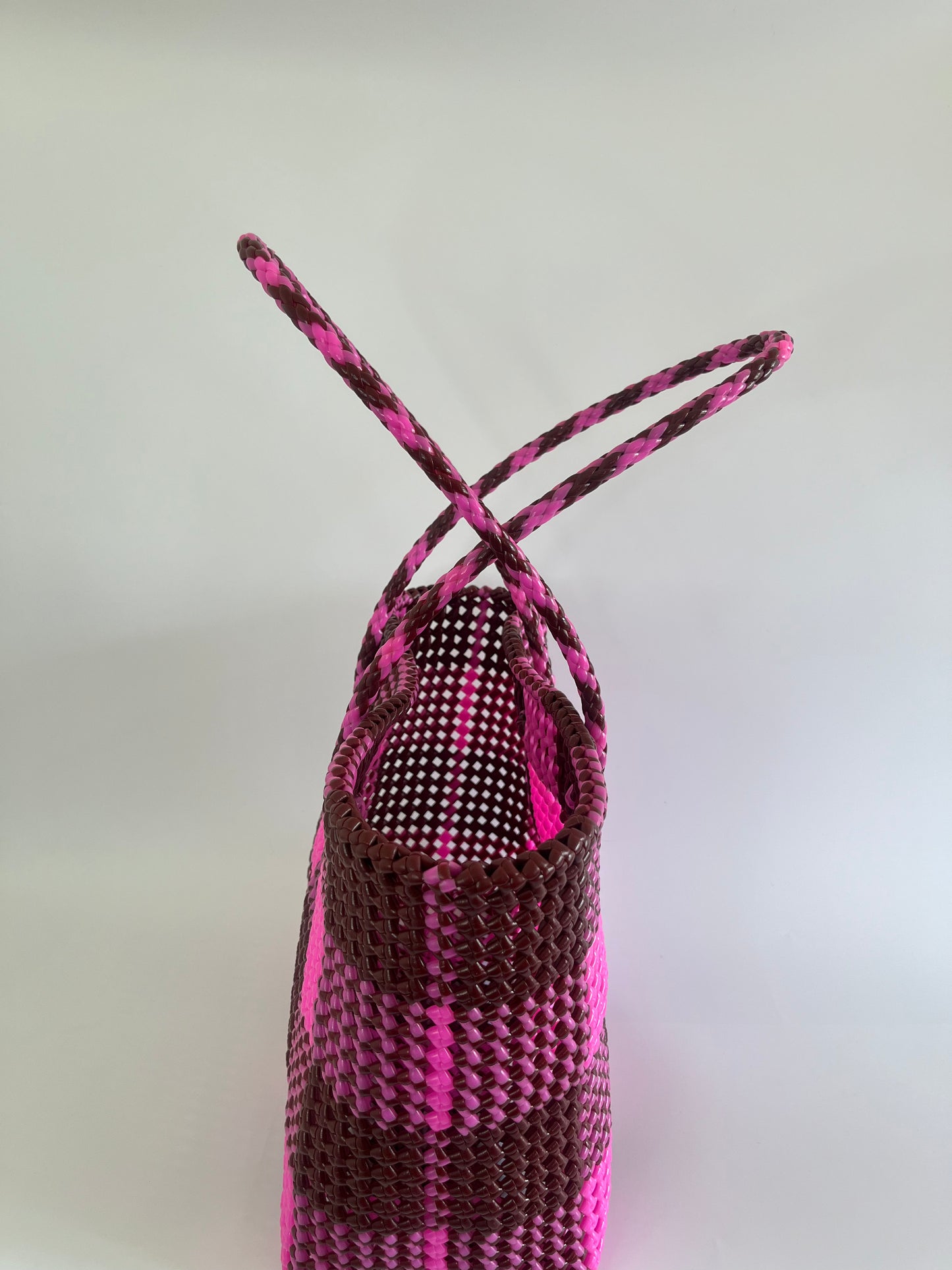 N°221L - SAC COLORE - GRAND - bordeaux & rose clair
