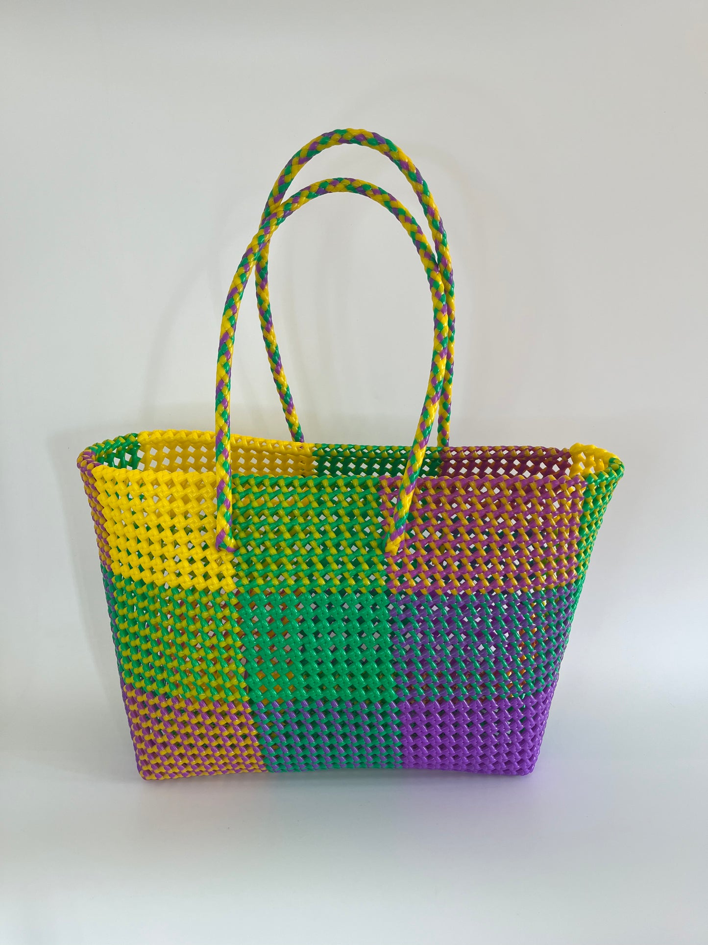 N°308L - SAC CABAS TRESSÉ MAIN - GRAND - multicolors