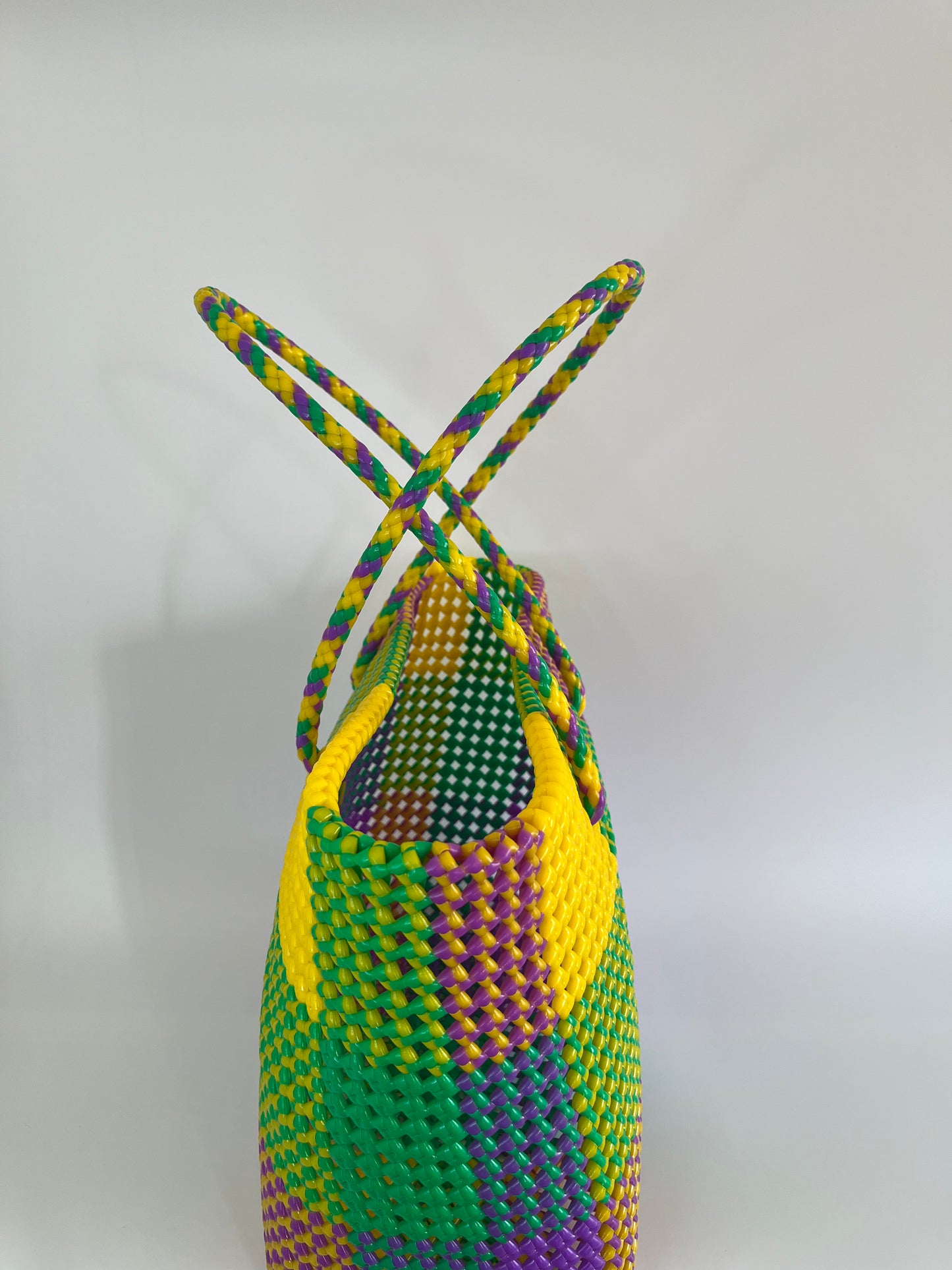 N°308L - SAC CABAS TRESSÉ MAIN - GRAND - multicolors