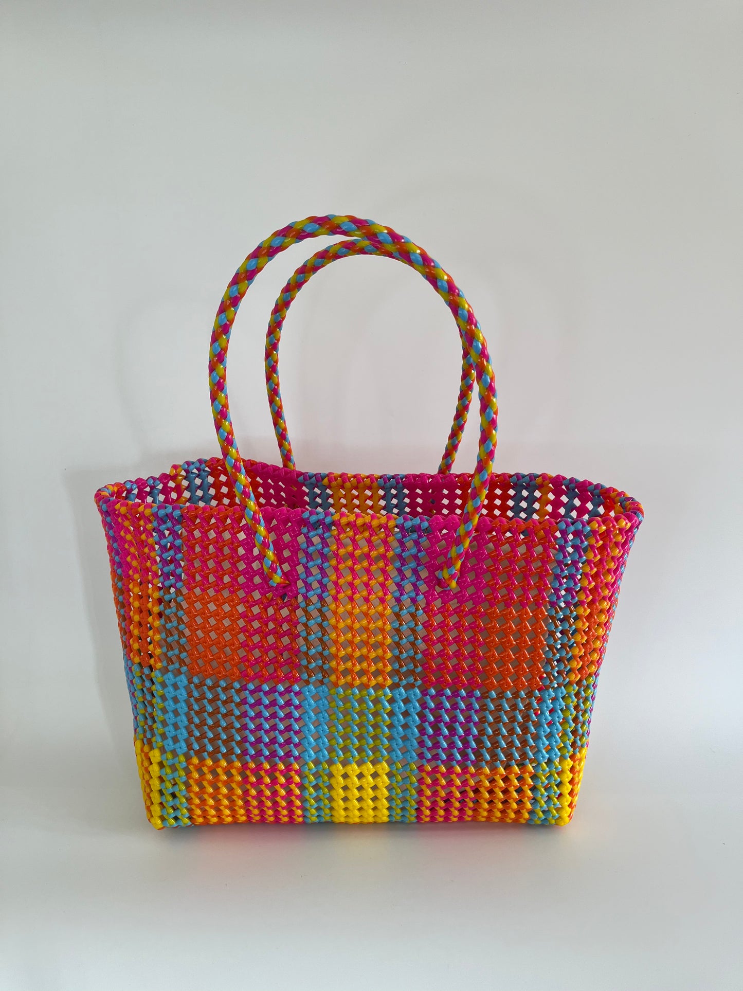 N°320L - SAC CABAS TRESSÉ MAIN - GRAND - multicolors