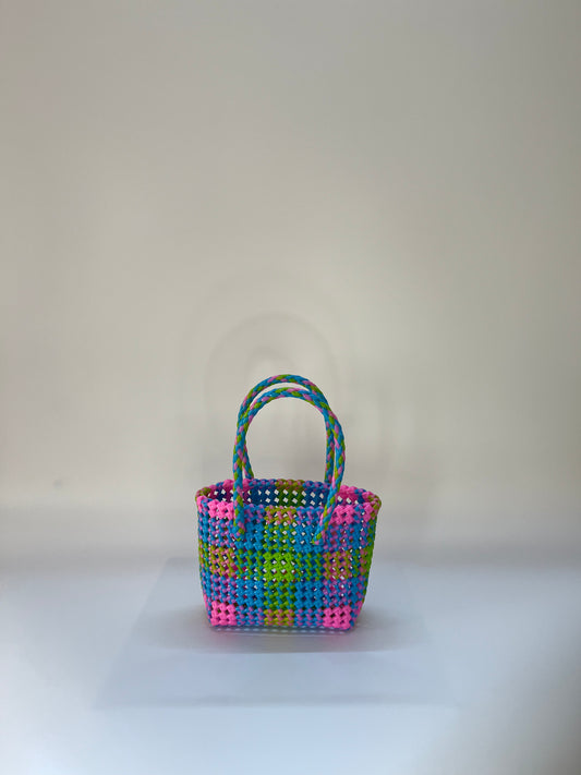 N°209XS - SAC CABAS TRESSÉ MAIN - MINI - multicolors