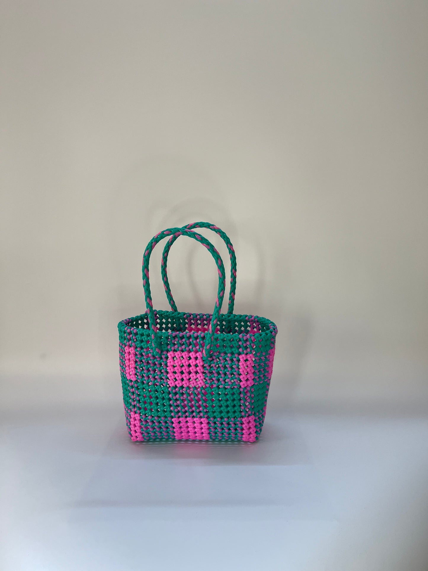N°17S bis - SAC IMPARFAIT - PETIT - rose clair & turquoise