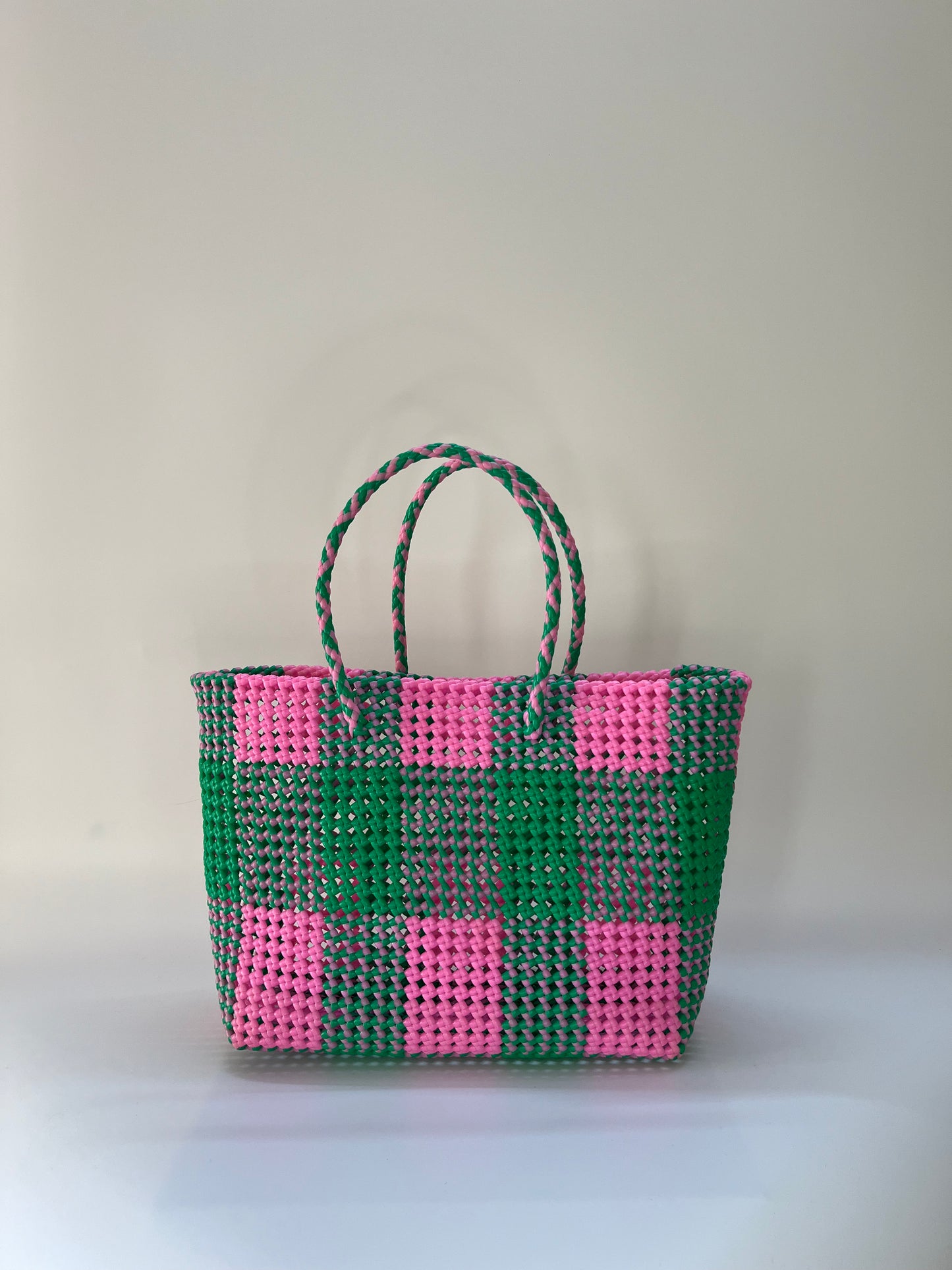 N°19L - SAC COLORÉ - GRAND - vert & rose clair