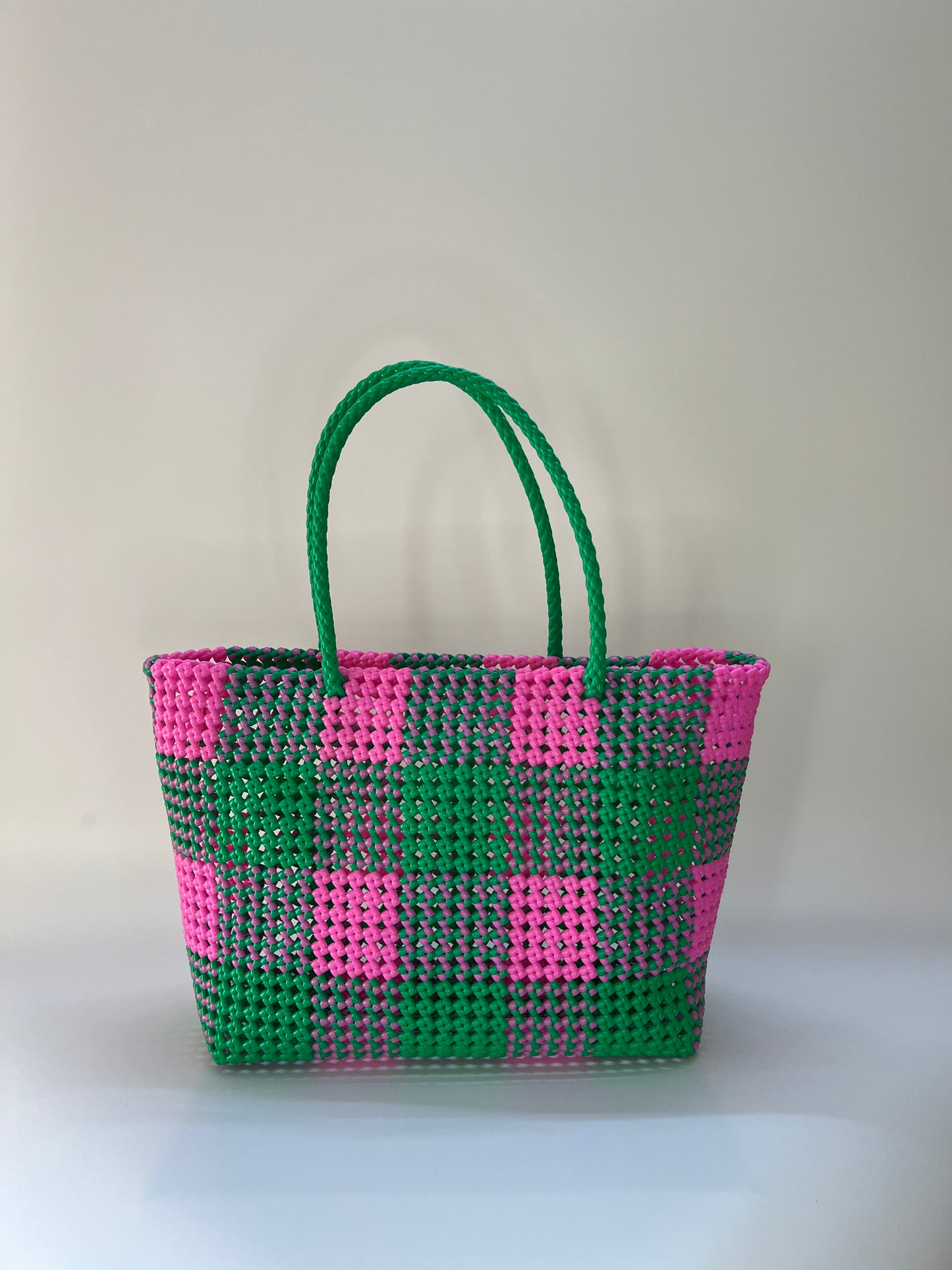 N°19L - SAC COLORÉ - GRAND - vert & rose clair