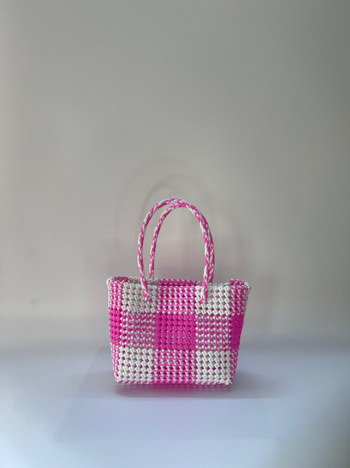 N°111S - SAC COLORÉ - PETIT - rose clair & blanc