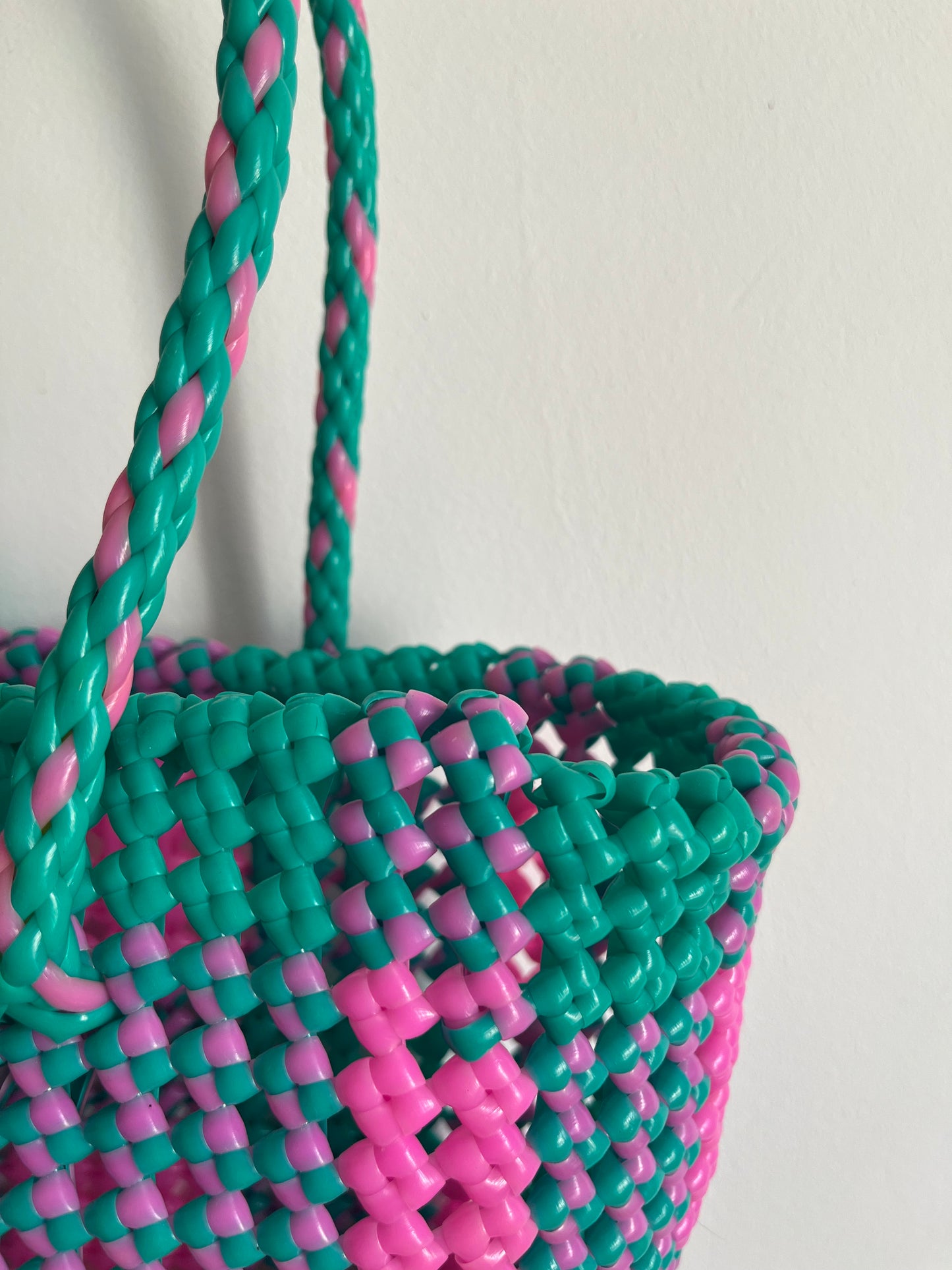 N°17S bis - SAC IMPARFAIT - PETIT - rose clair & turquoise