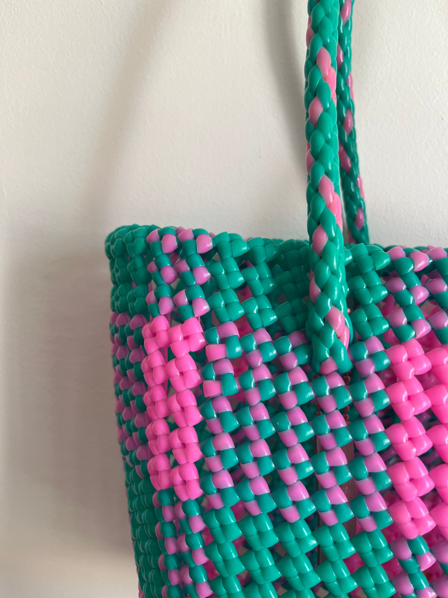 N°17S bis - SAC IMPARFAIT - PETIT - rose clair & turquoise