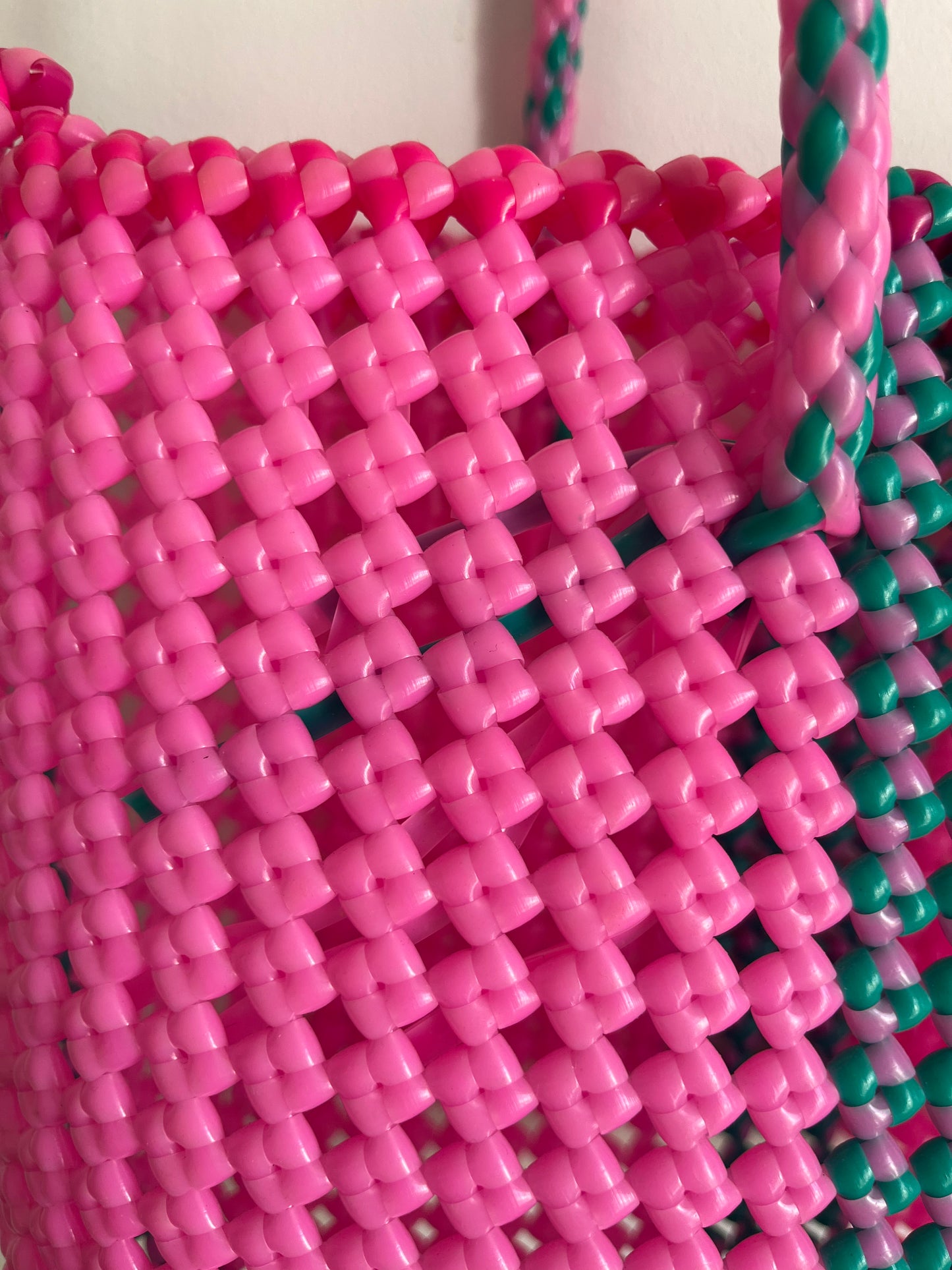 N°78M - SAC IMPARFAIT - MOYEN - rose clair & turquoise