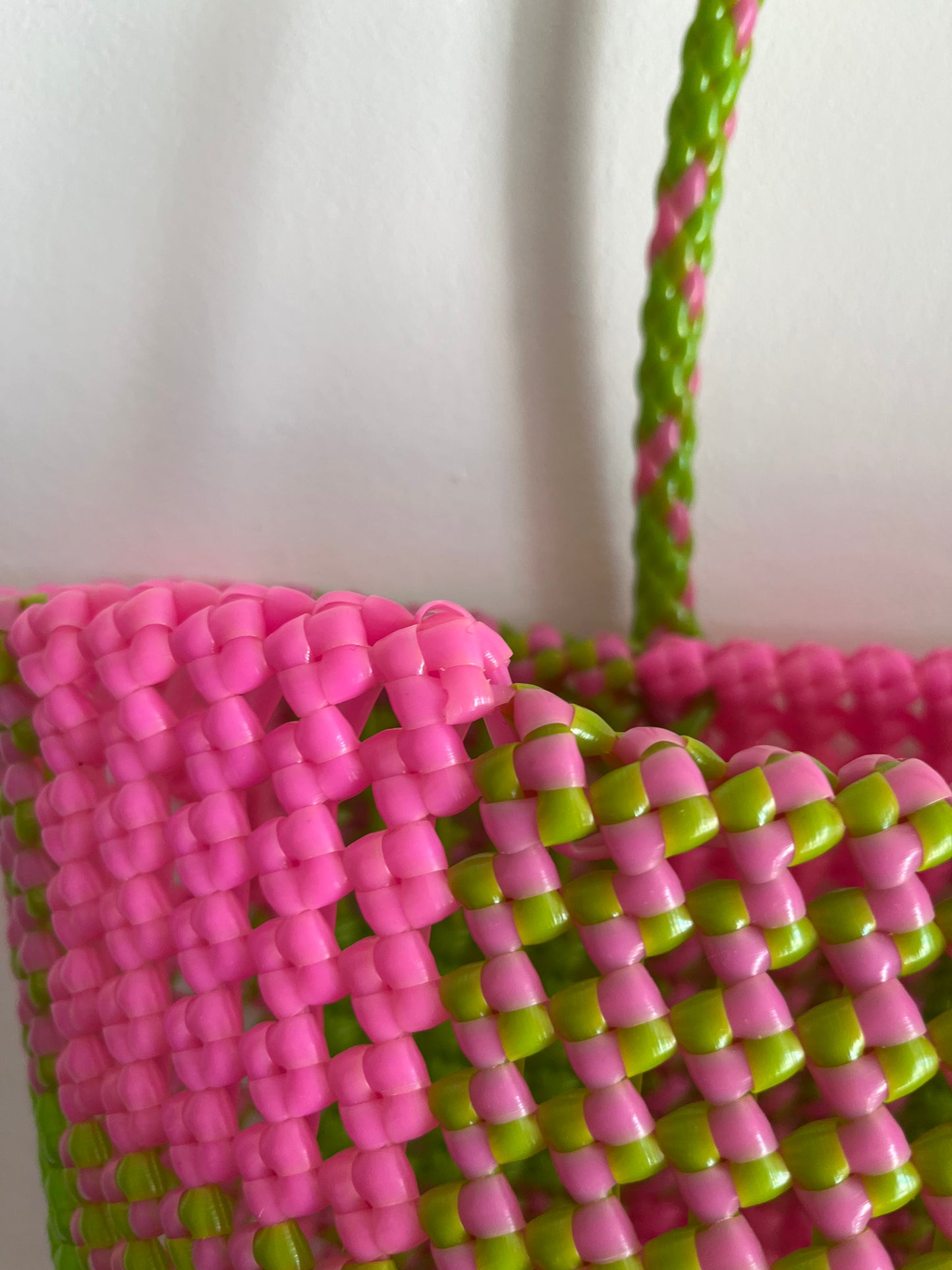 N°21L bis - SAC CABAS IMPARFAIT - GRAND - rose clair & vert clair
