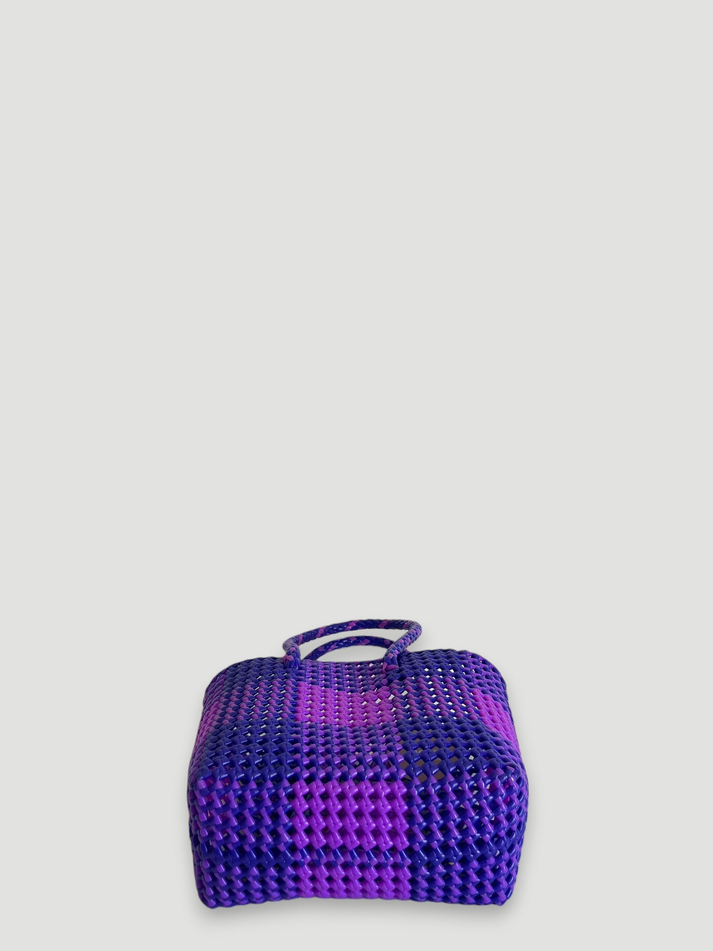 No. 332S - Hand-braided basket bag - small - dark purple & purple