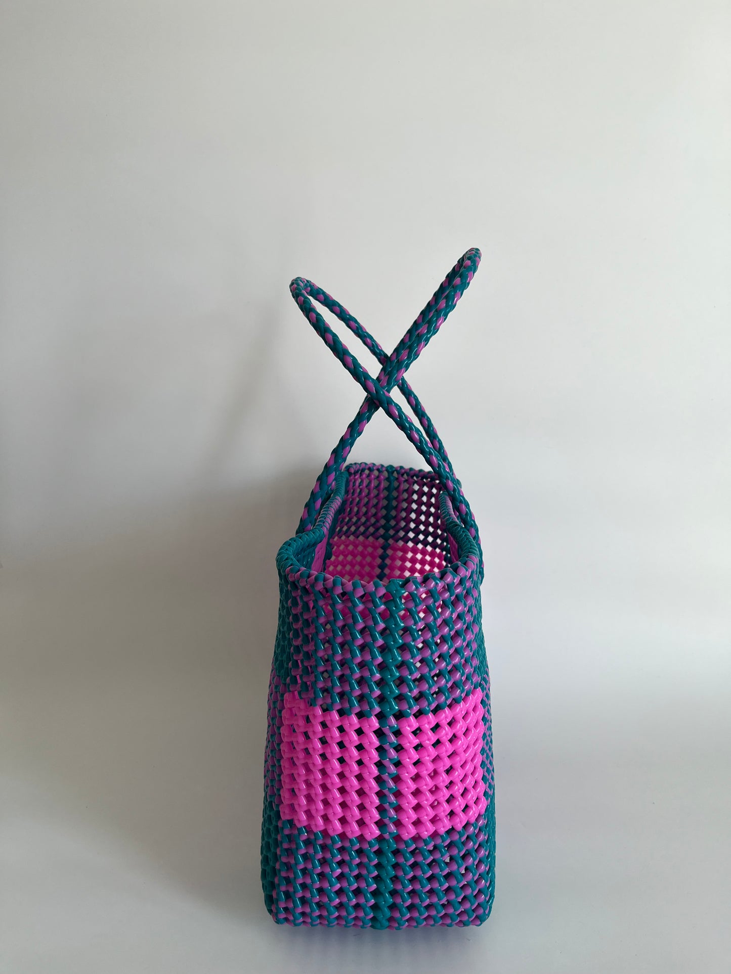 N°17L bis - SAC COLORÉ - GRAND - rose clair & turquoise