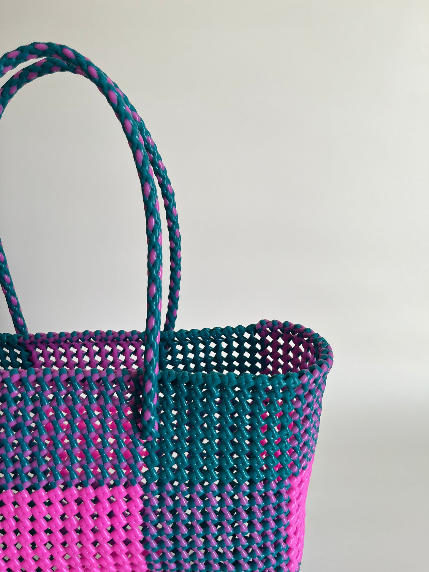 N°17L bis - SAC COLORÉ - GRAND - rose clair & turquoise