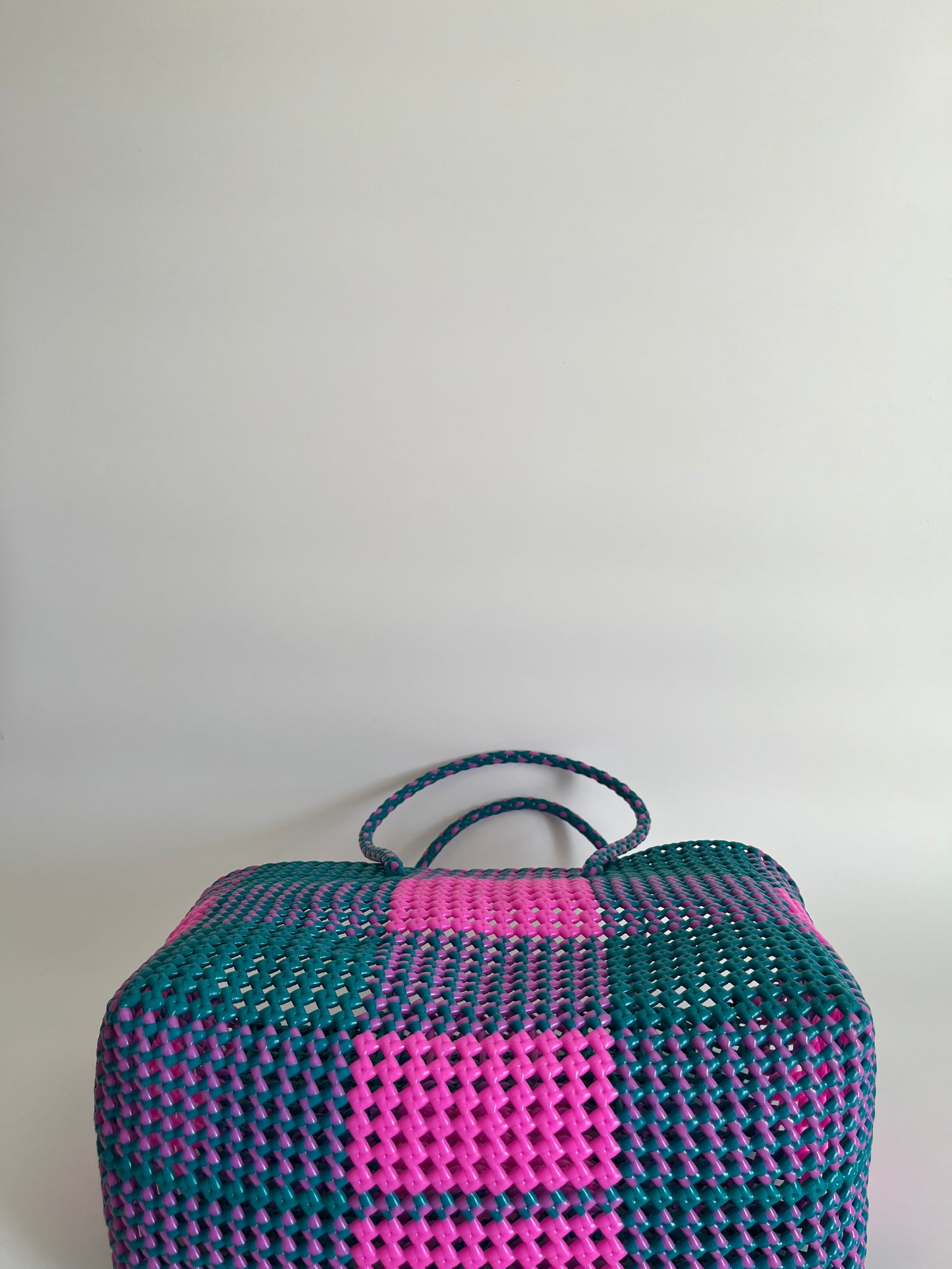 N°17L bis - SAC COLORÉ - GRAND - rose clair & turquoise