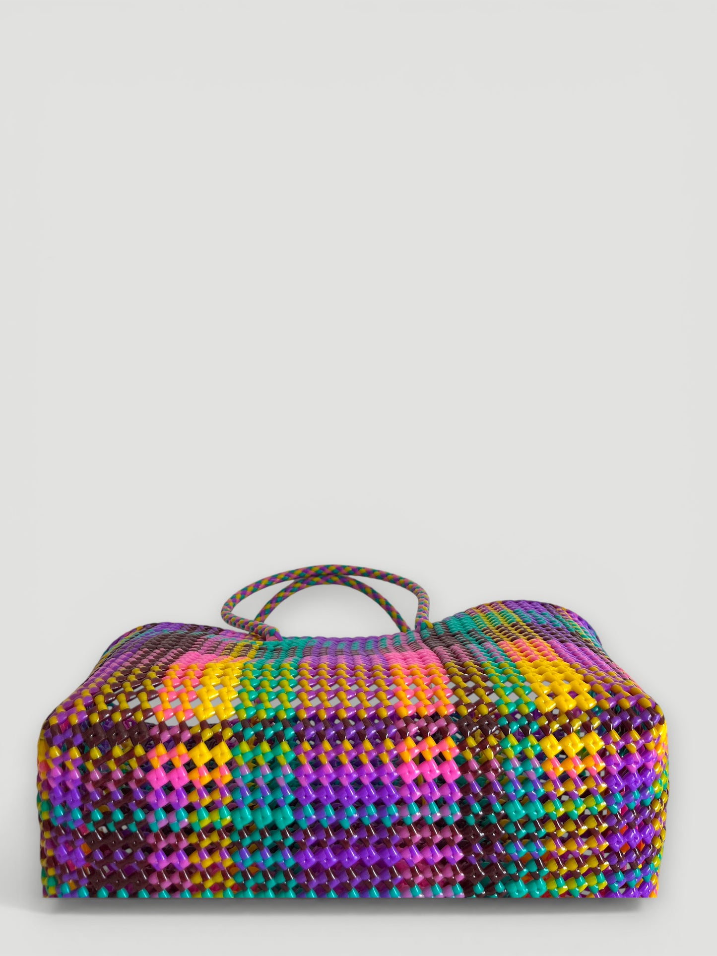 N°340L - SAC PANIER TRESSÉ MAIN - GRAND - multicolors
