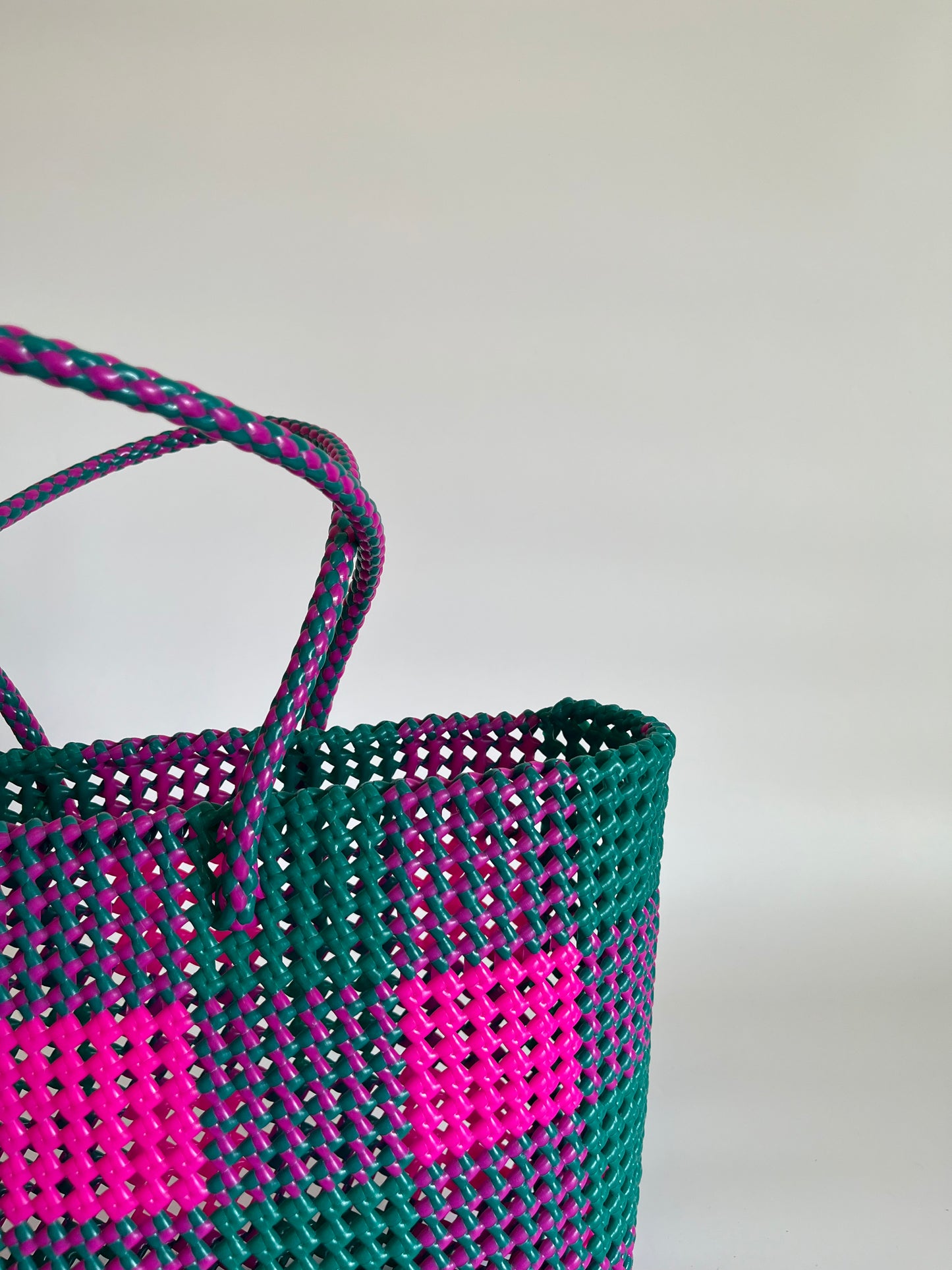 N°115L - SAC COLORÉ - GRAND - rose fluo & vert foncé