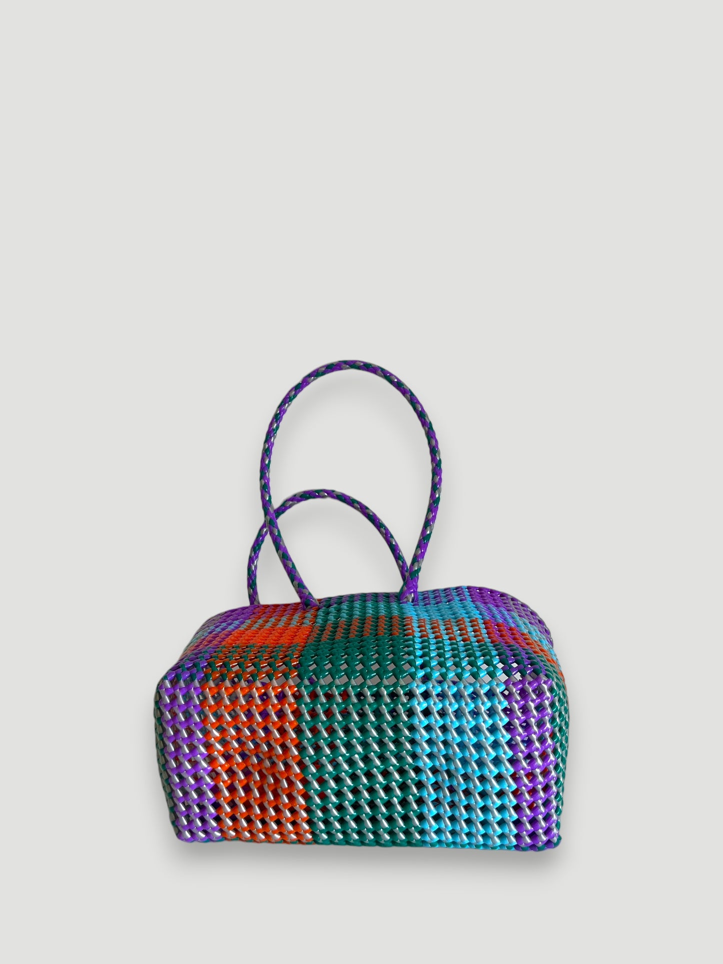 N°354M - SAC PANIER TRESSÉ MAIN - MOYEN - multicolors