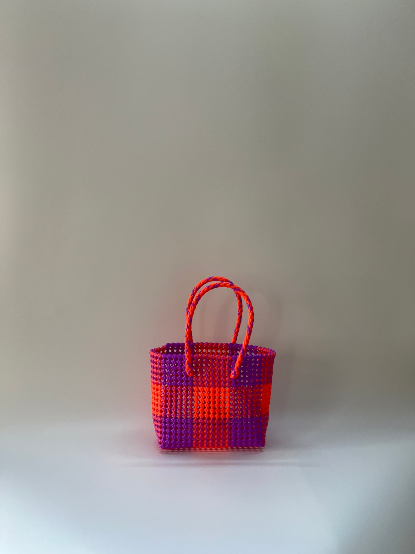 N°213S - SAC COLORÉ - PETIT - violet & orange fluo