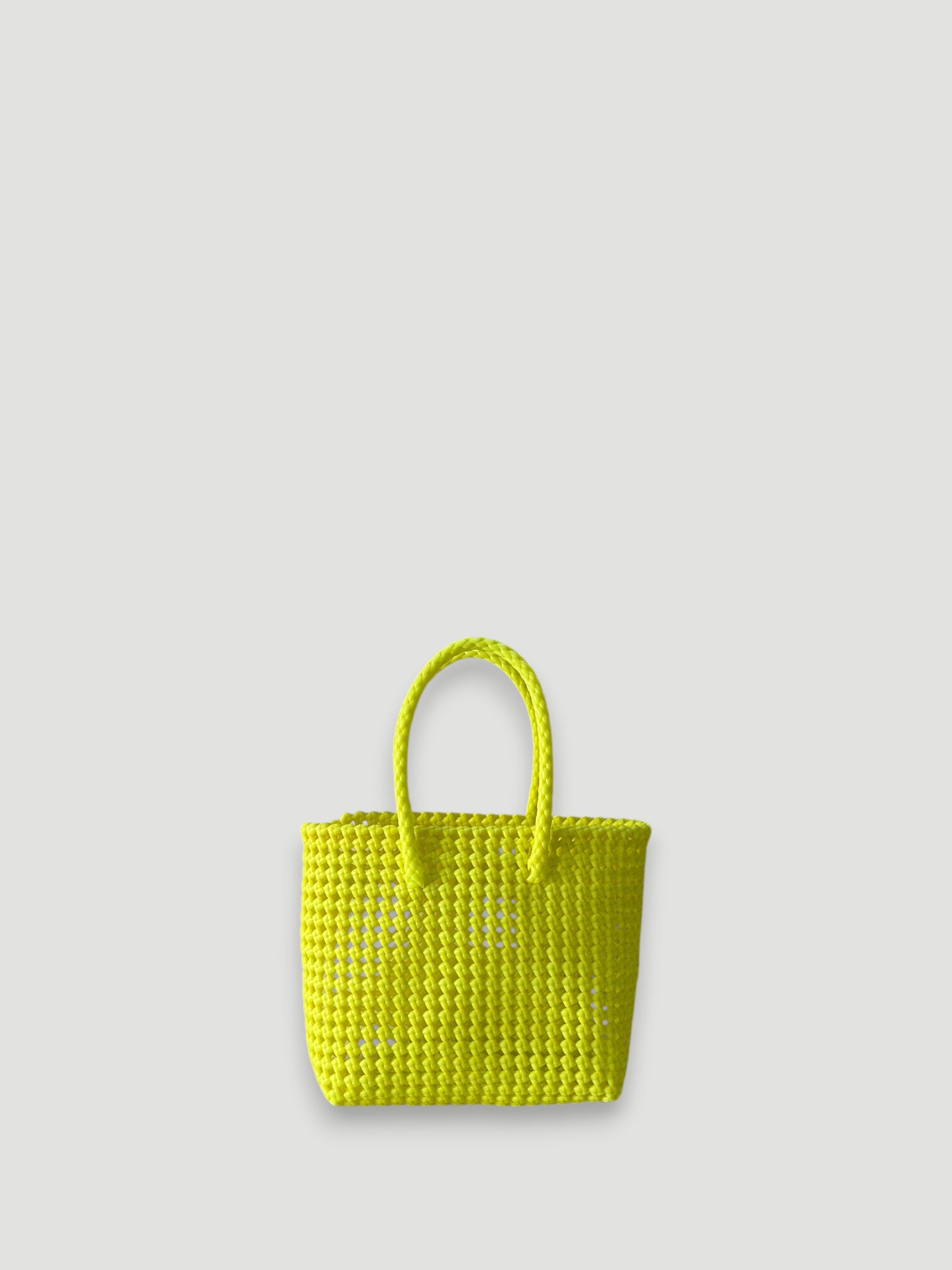 No. 40S - Hand-woven basket bag - small - fluorescent yellow