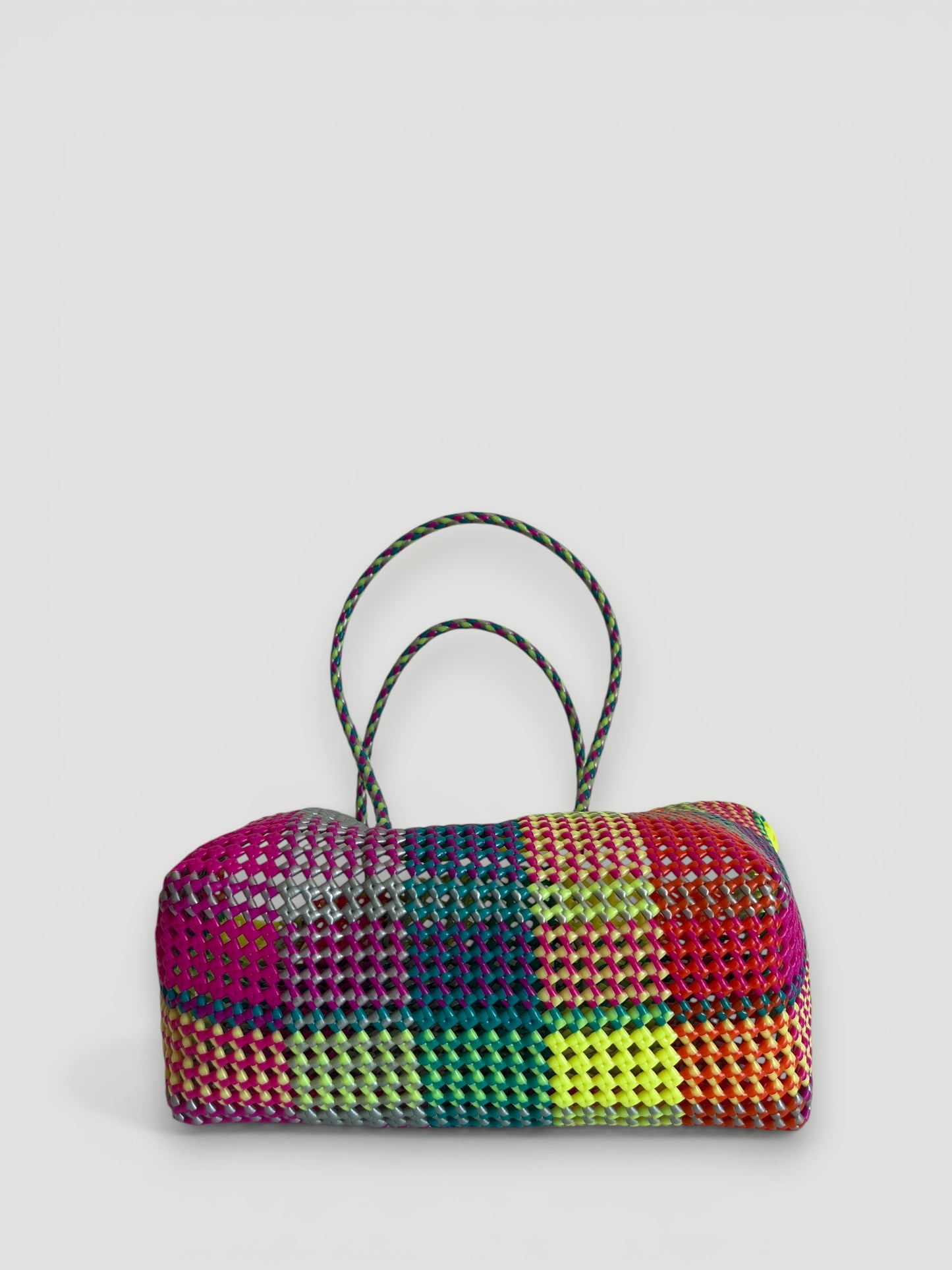 N°365L - SAC PANIER TRESSÉ MAIN - GRAND - multicolors