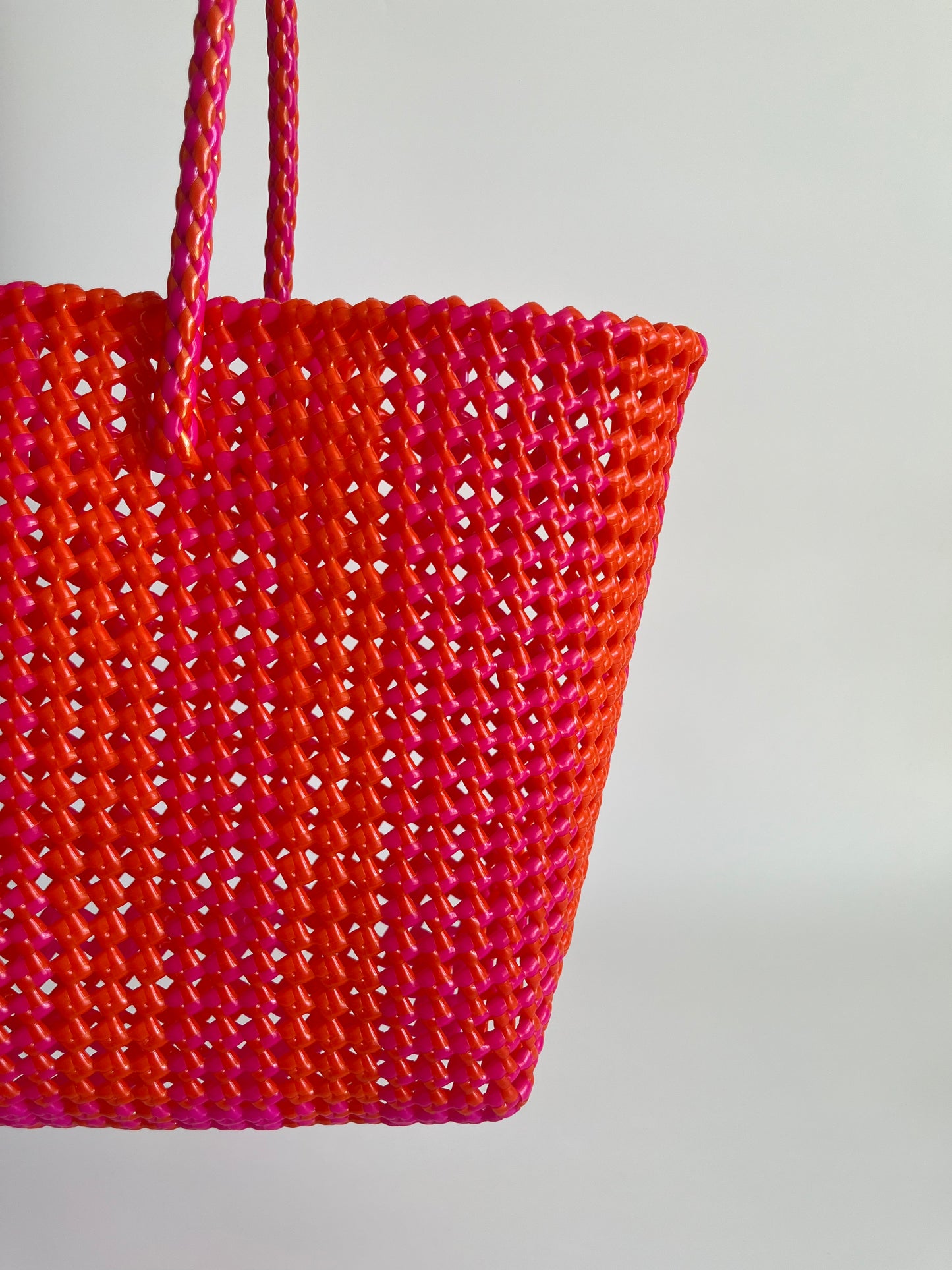 N°113L bis - SAC COLORÉ - GRAND - rose fluo & orange