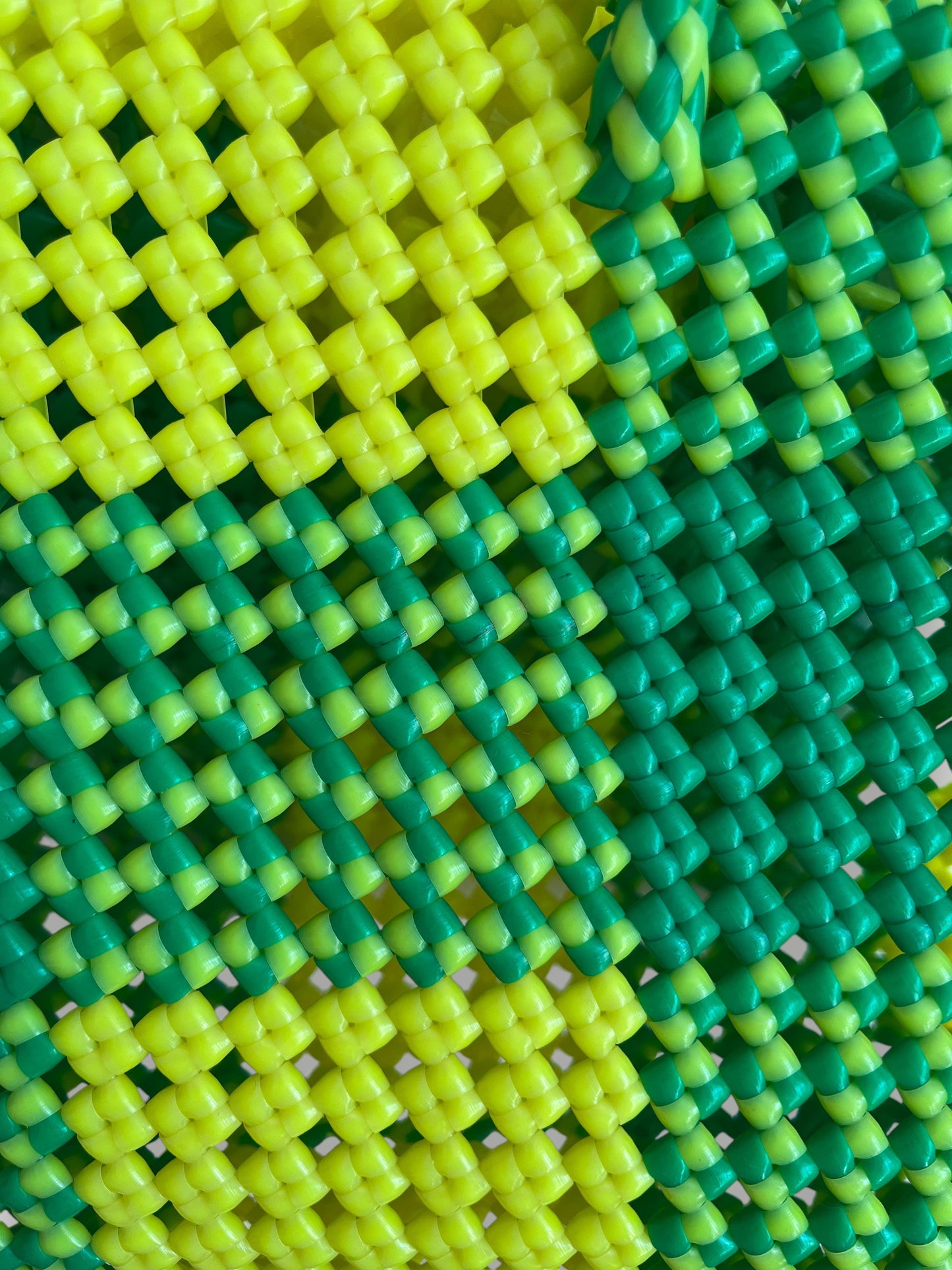 No. 29S - Hand-woven basket bag - small - neon yellow & neon green
