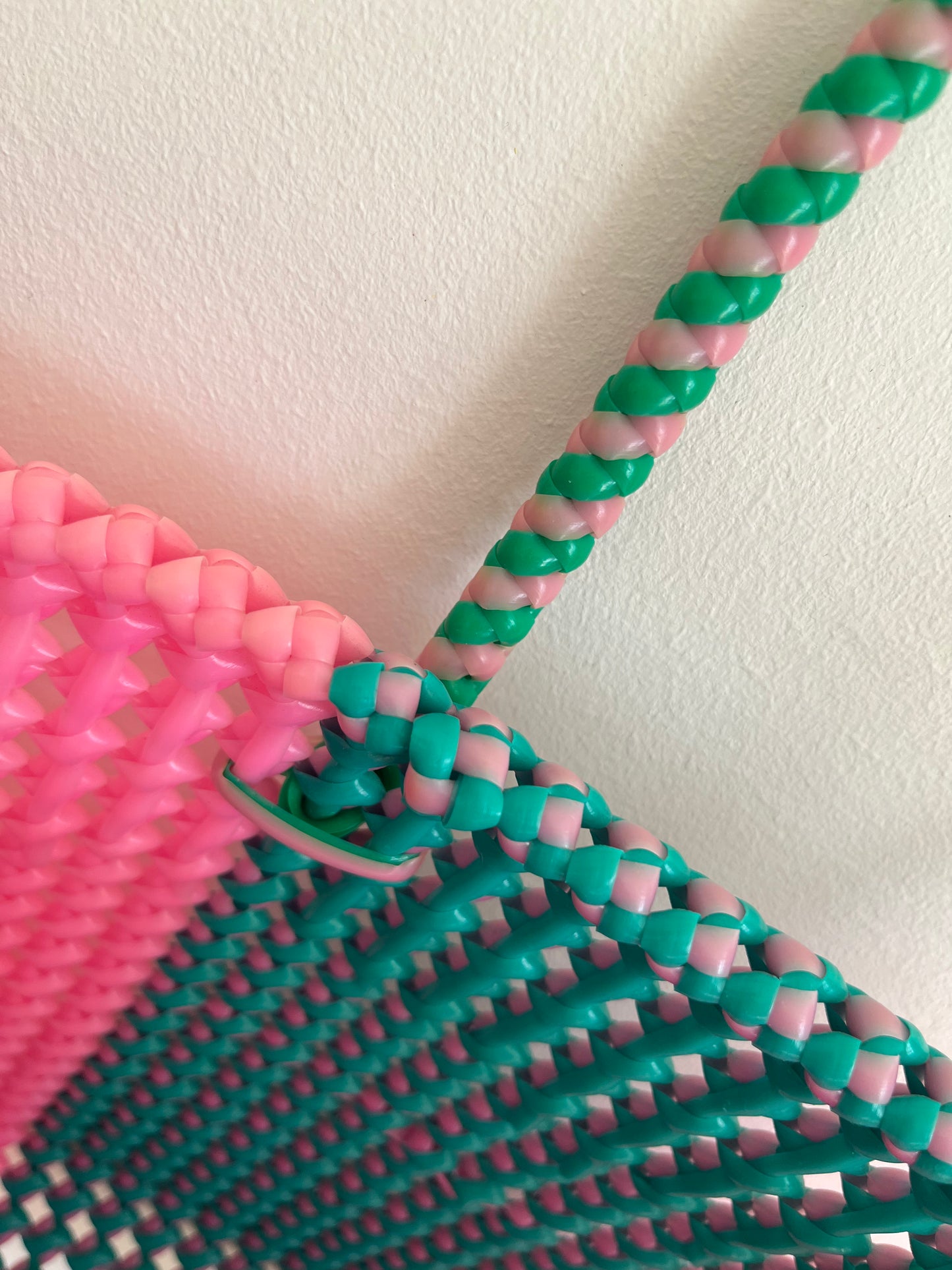 N°80M - SAC PANIER IMPARFAIT - MOYEN - turquoise & rose clair