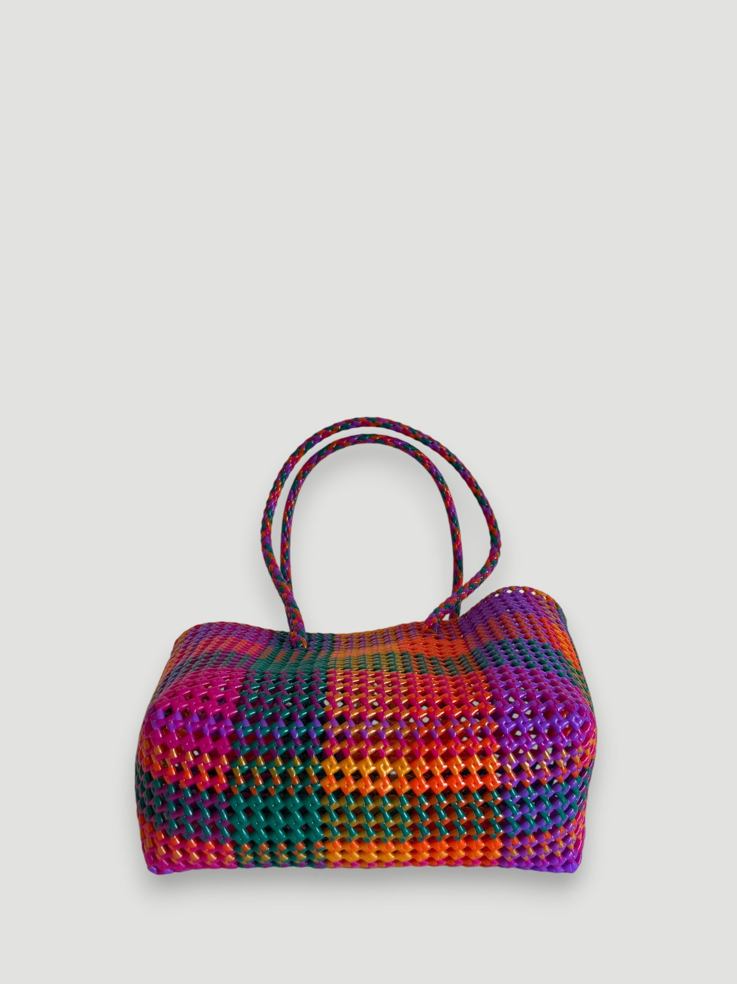 N°390M - SAC PANIER TRESSÉ MAIN - MOYEN - multicolors