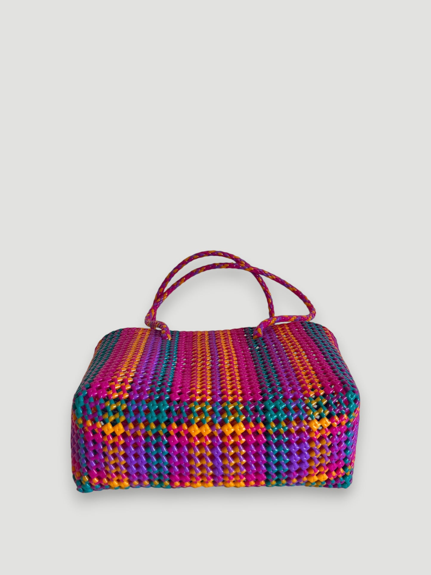 N°391M - SAC PANIER TRESSÉ MAIN - MOYEN - multicolors