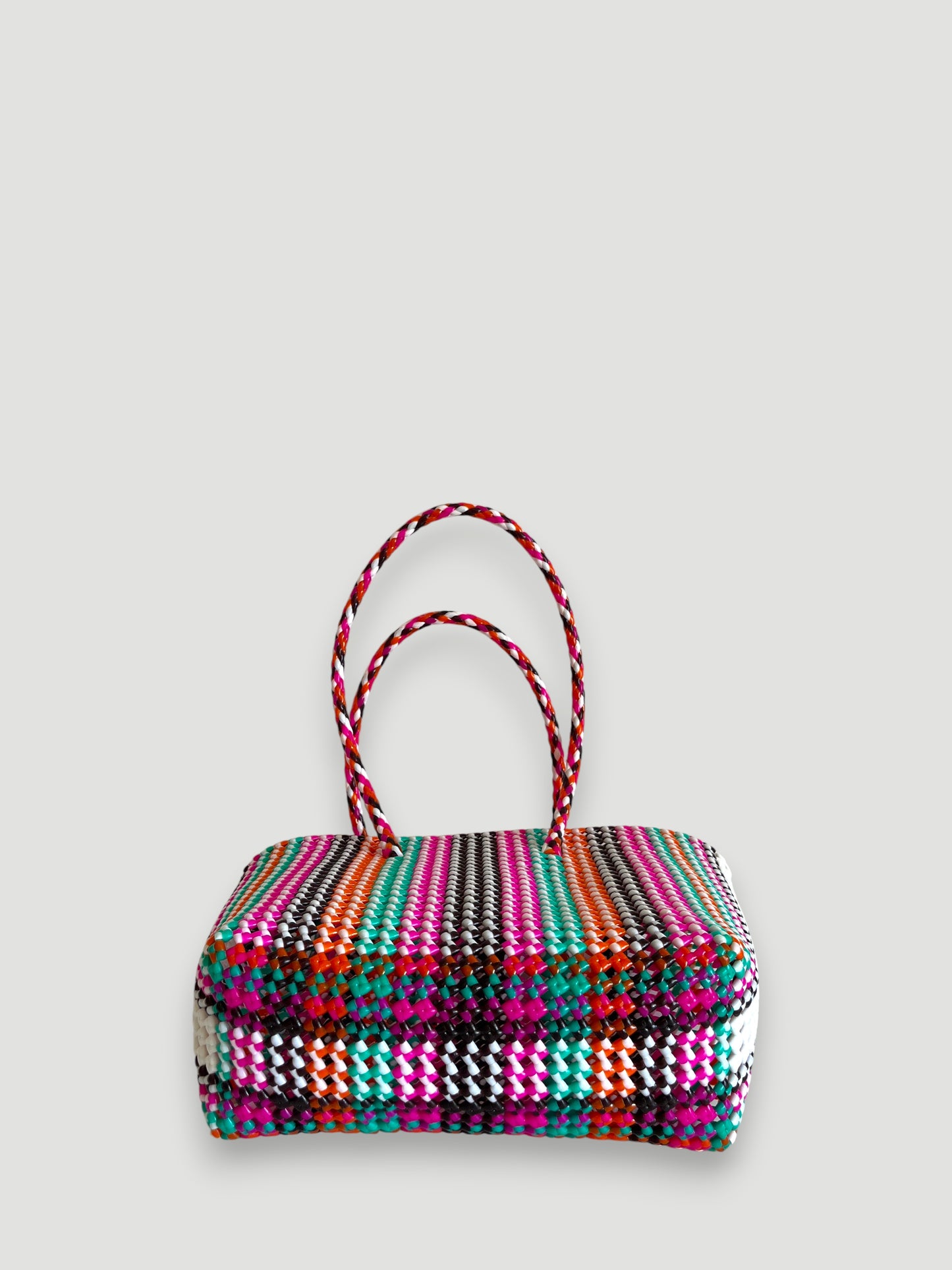 N°401M - SAC PANIER TRESSÉ MAIN - MOYEN - multicolors