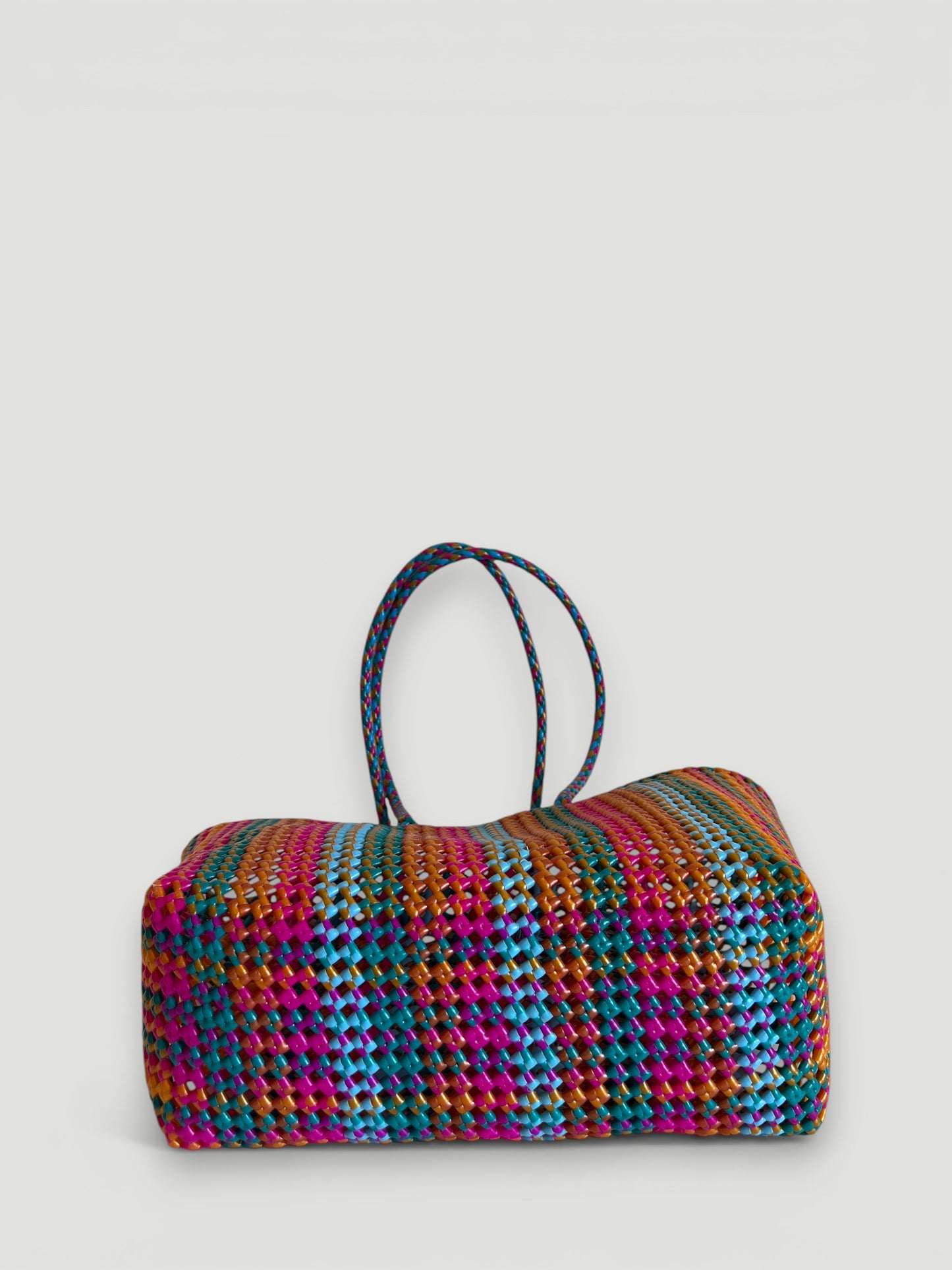 N°406L - SAC PANIER TRESSÉ MAIN - GRAND - multicolors