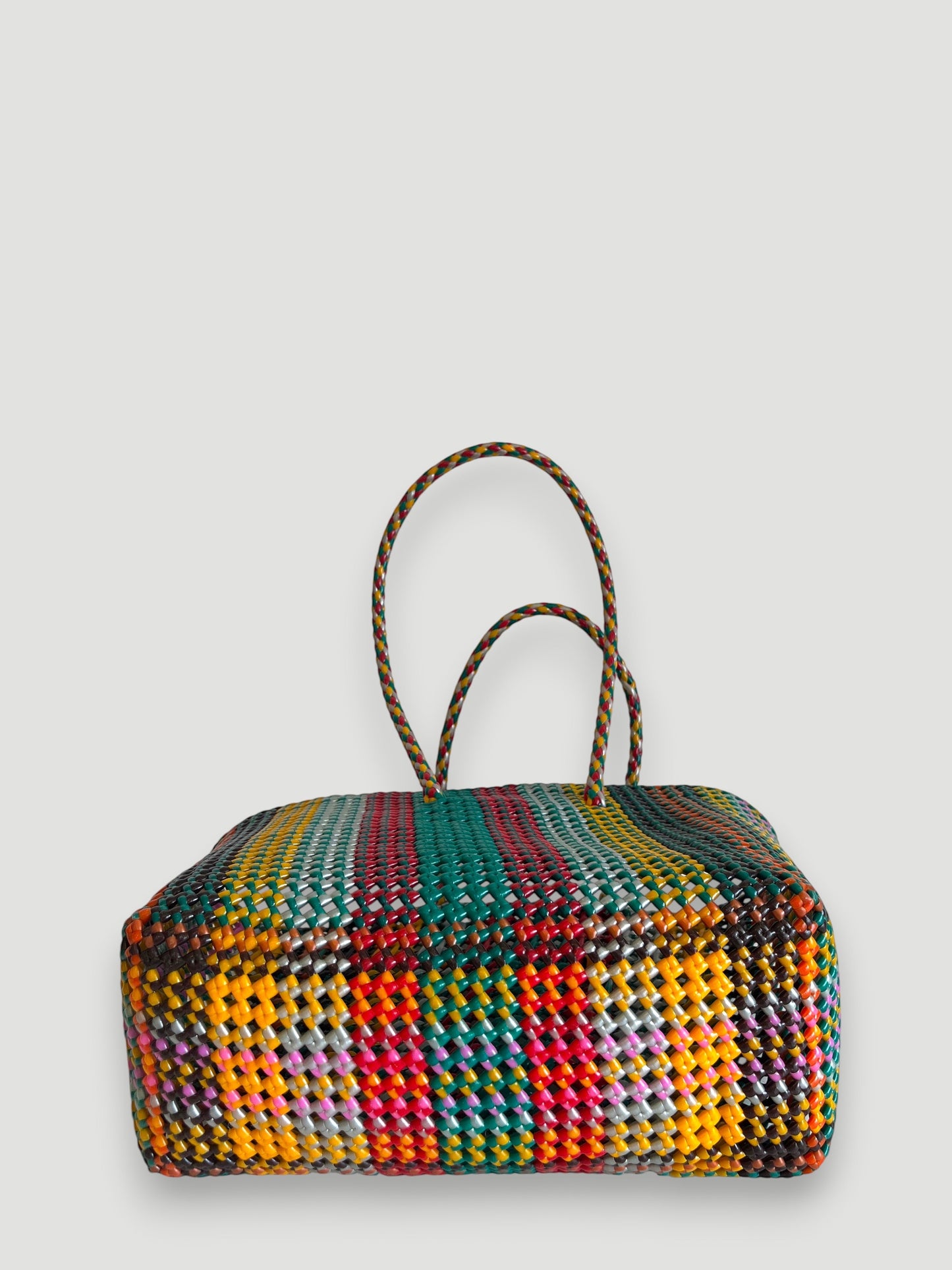N°408L - SAC PANIER TRESSÉ MAIN - GRAND - multicolors