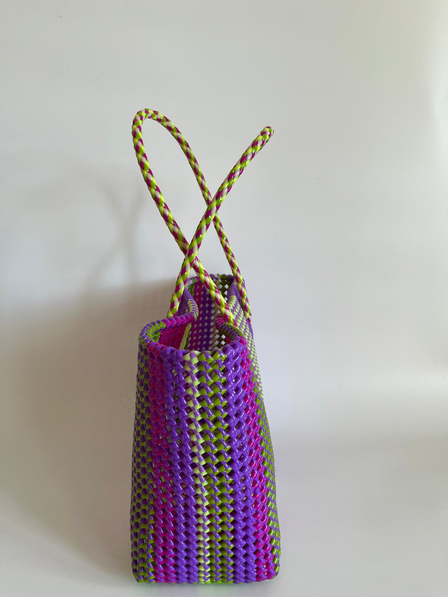 N°409L - SAC CABAS TRESSÉ MAIN - GRAND - multicolors