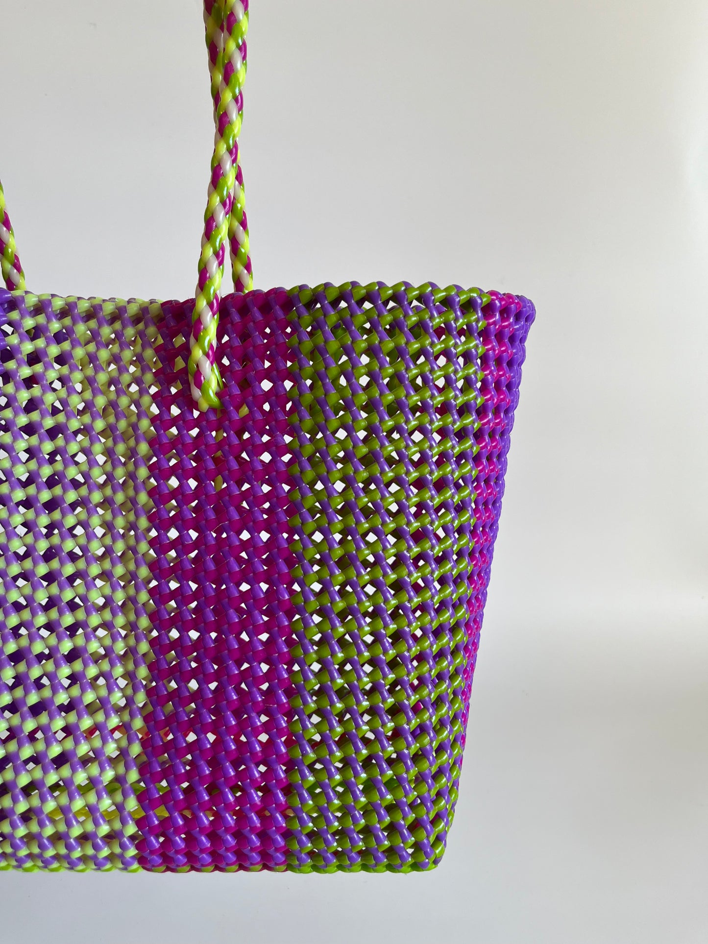 N°409L - SAC CABAS TRESSÉ MAIN - GRAND - multicolors