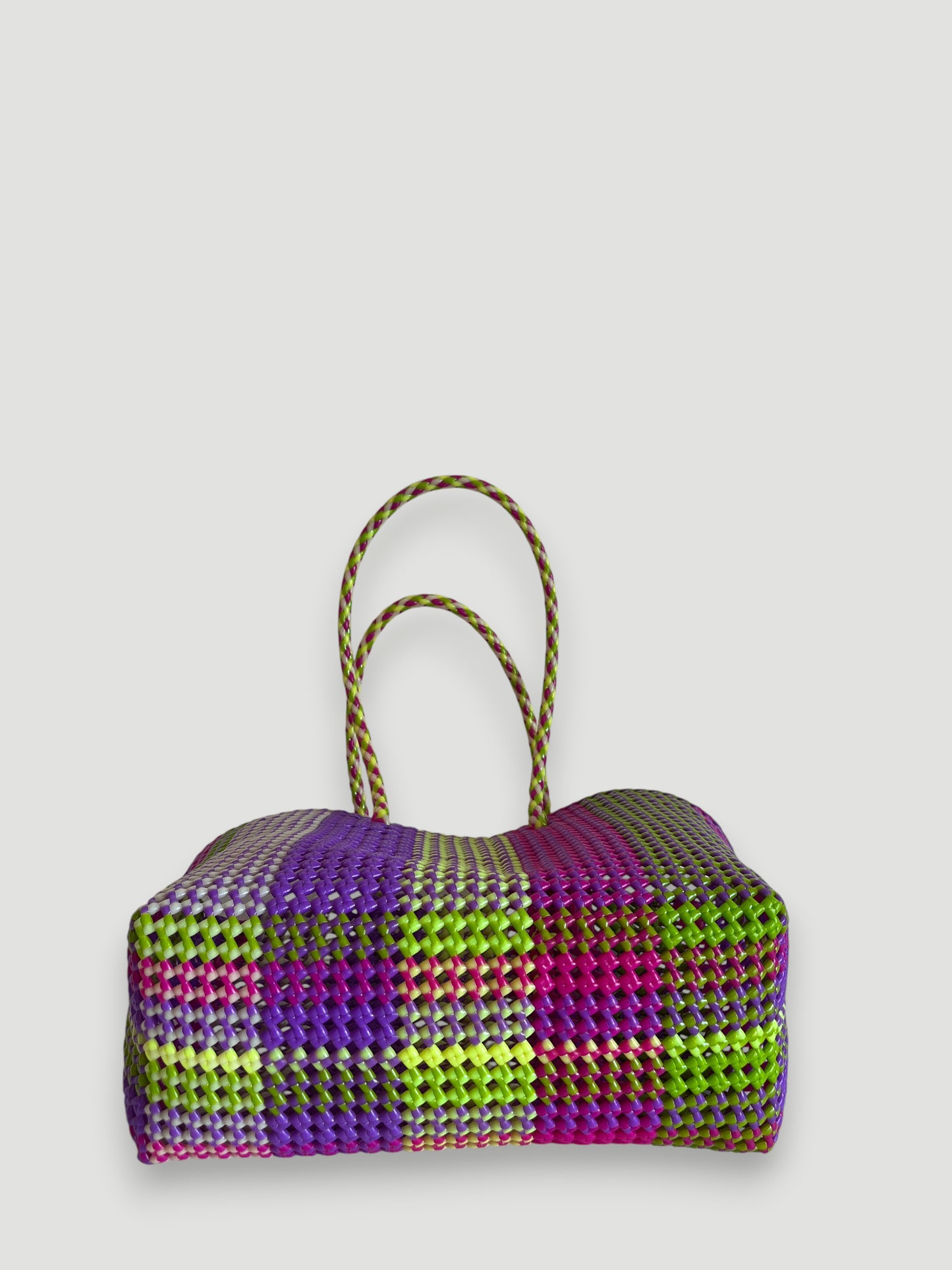 N°409L - SAC PANIER TRESSÉ MAIN - GRAND - multicolors