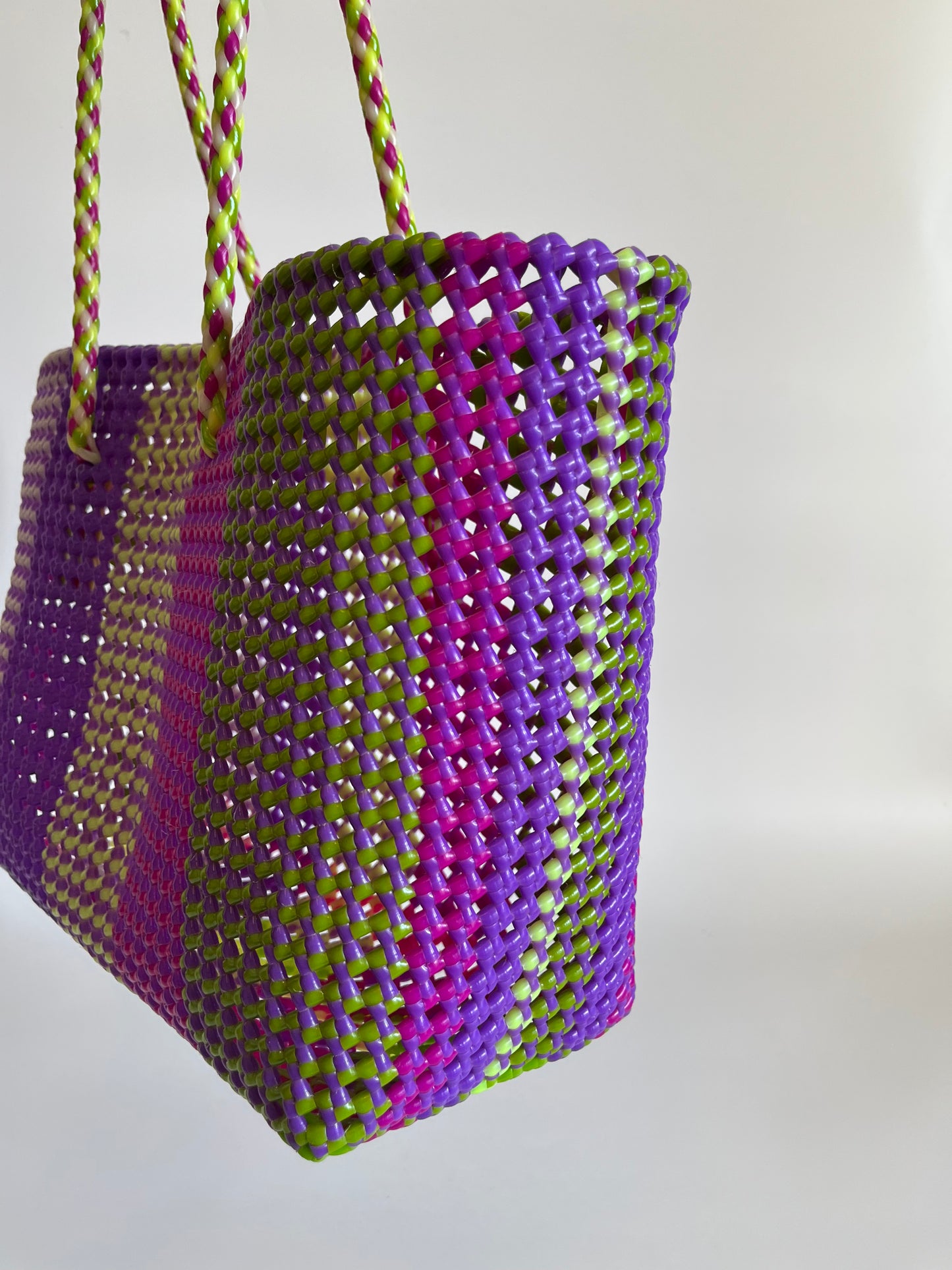 N°409L - SAC CABAS TRESSÉ MAIN - GRAND - multicolors