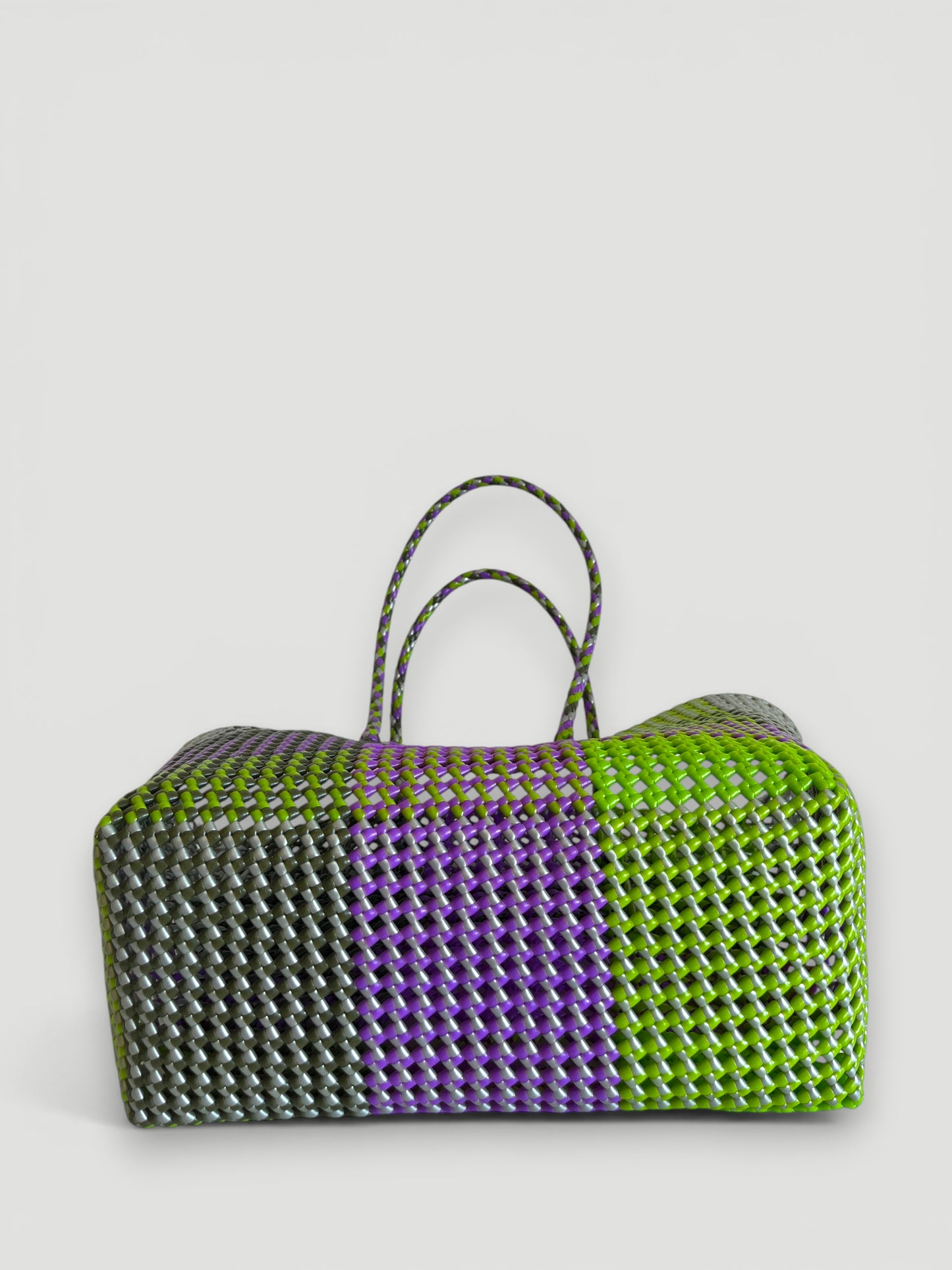 N°310L - SAC PANIER TRESSÉ MAIN - GRAND - multicolors