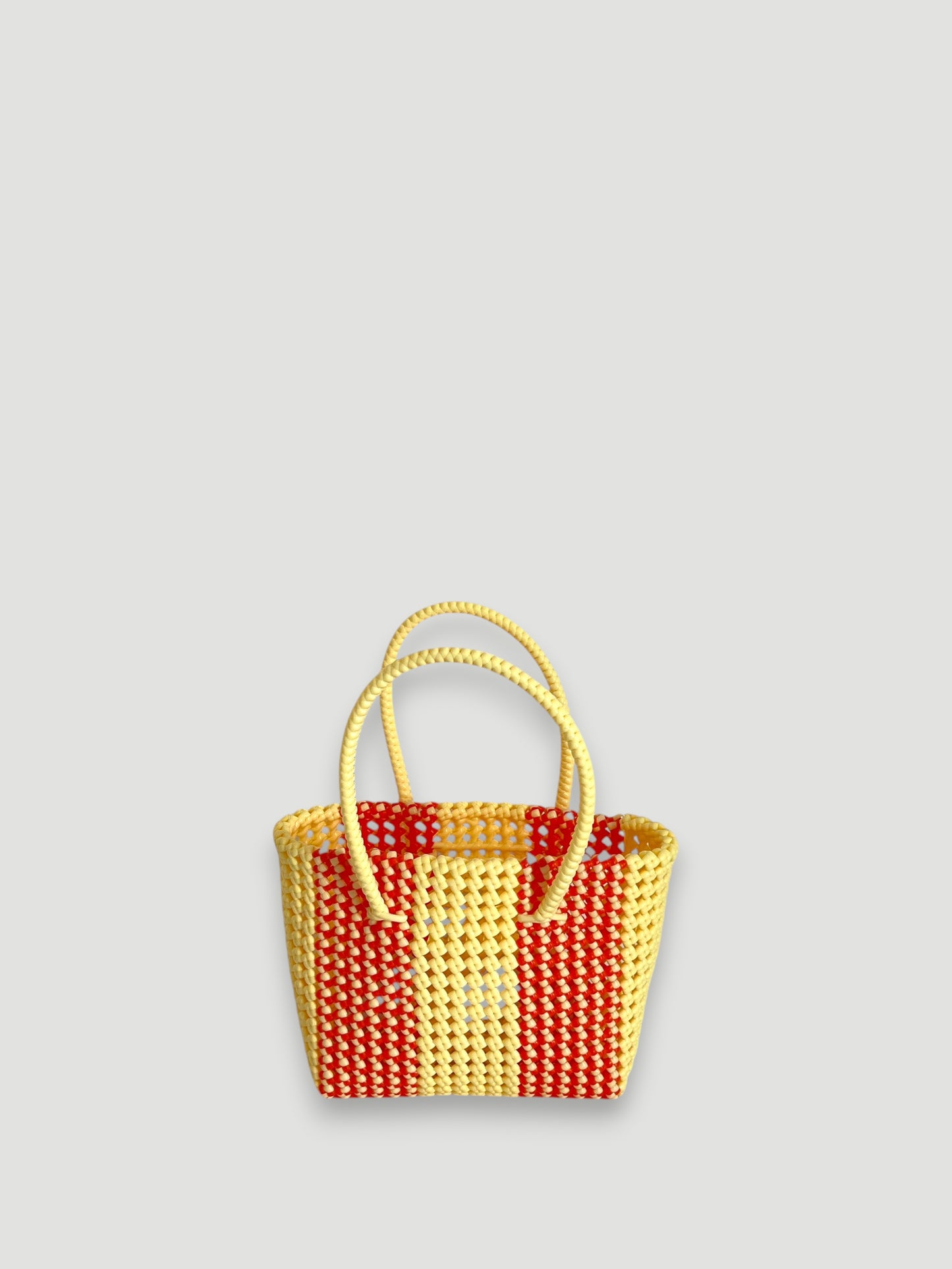 N°37S bis - SAC PANIER TRESSÉ MAIN - PETIT - orange & crème
