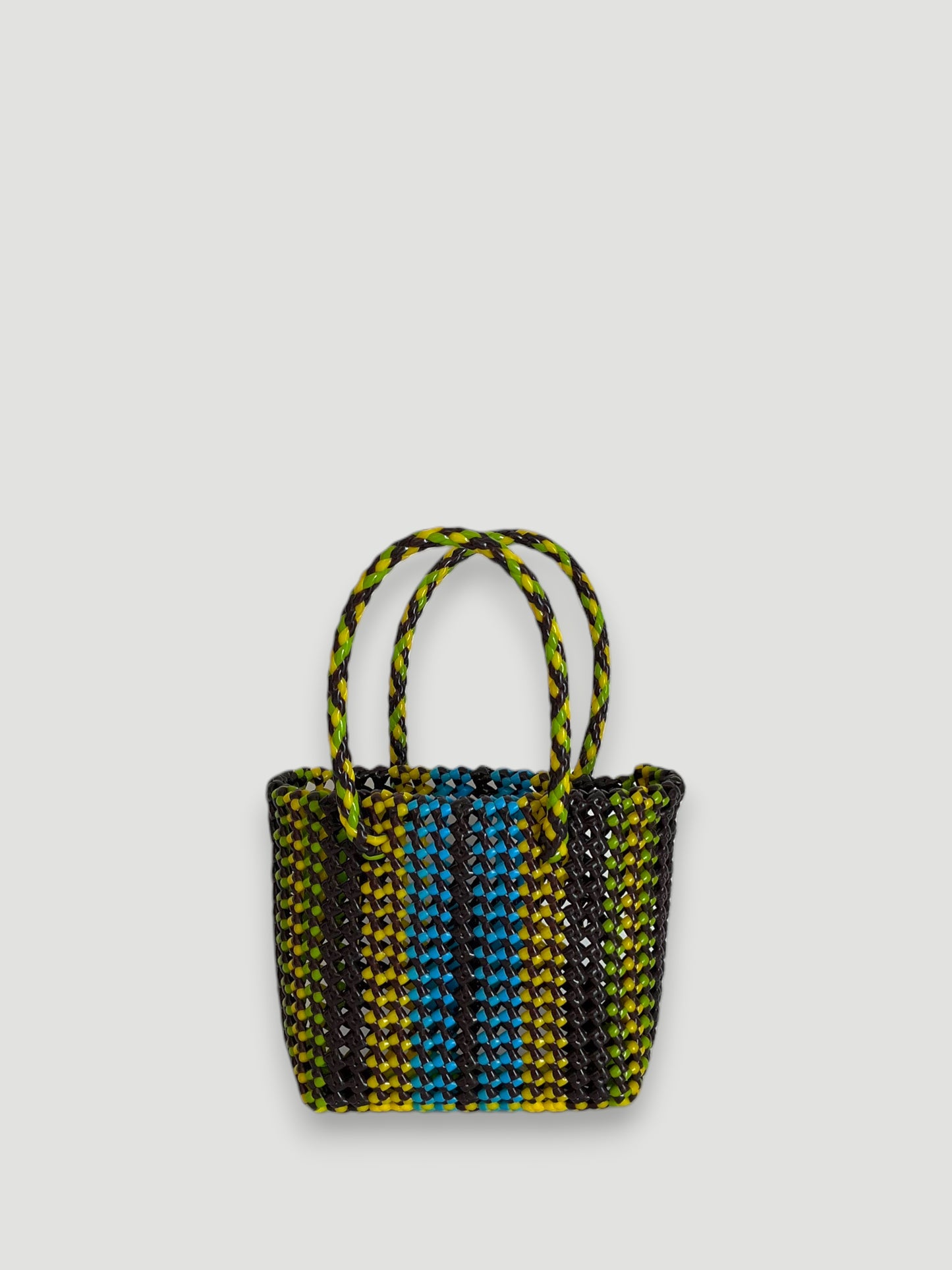 N°53XS bis - SAC PANIER TRESSÉ MAIN - MINI - multicolors