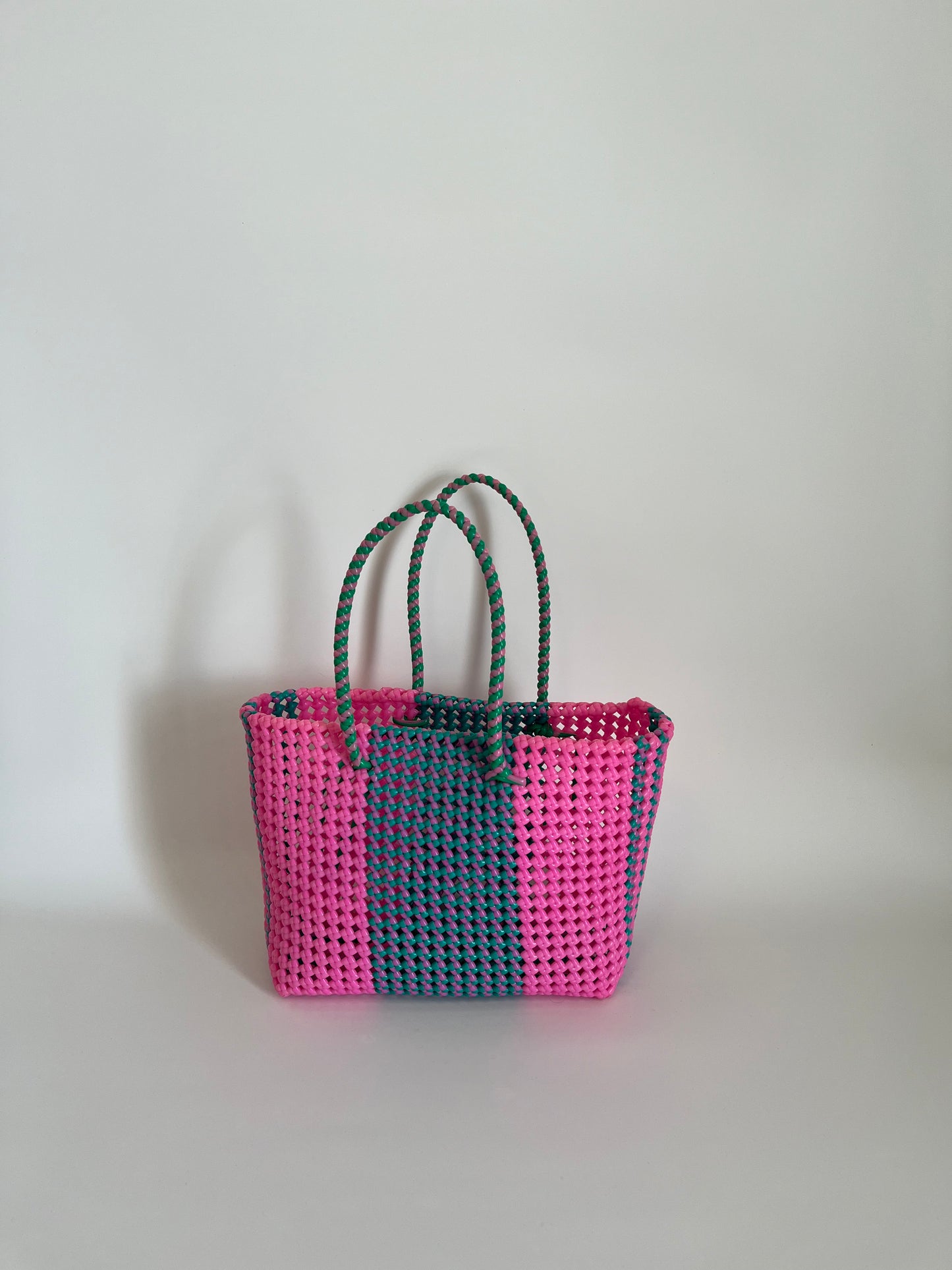N°80M - SAC COLORÉ - MOYEN - turquoise & rose clair