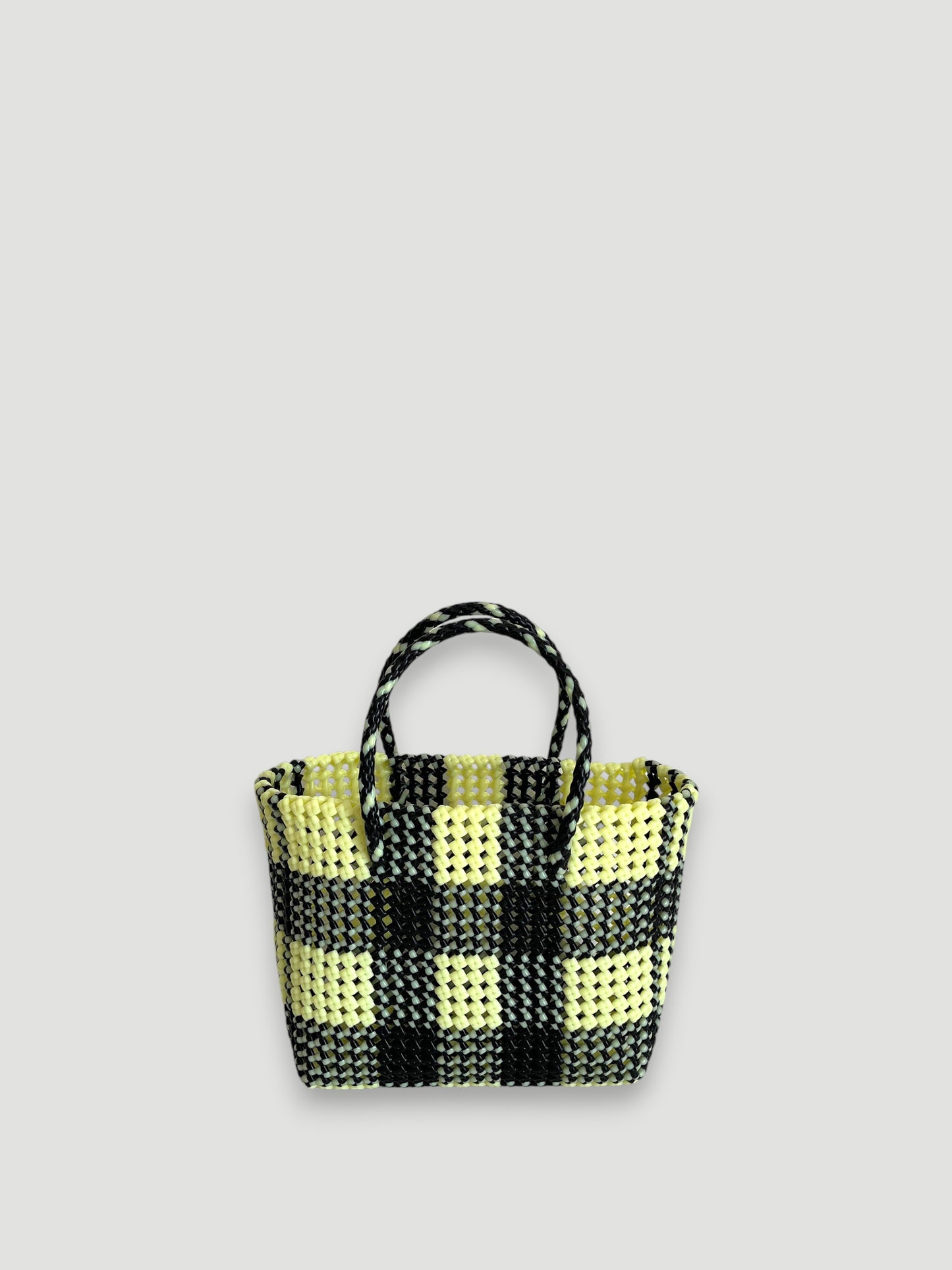 No. 34M bis - HAND-BRAIDSTRED BASKET BAG - MEDIUM - black & ecru