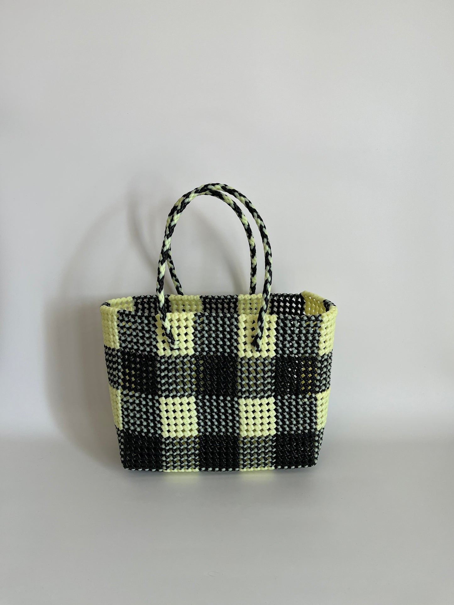 N°34L - SAC CABAS TRESSÉ MAIN - GRAND - noir & écru
