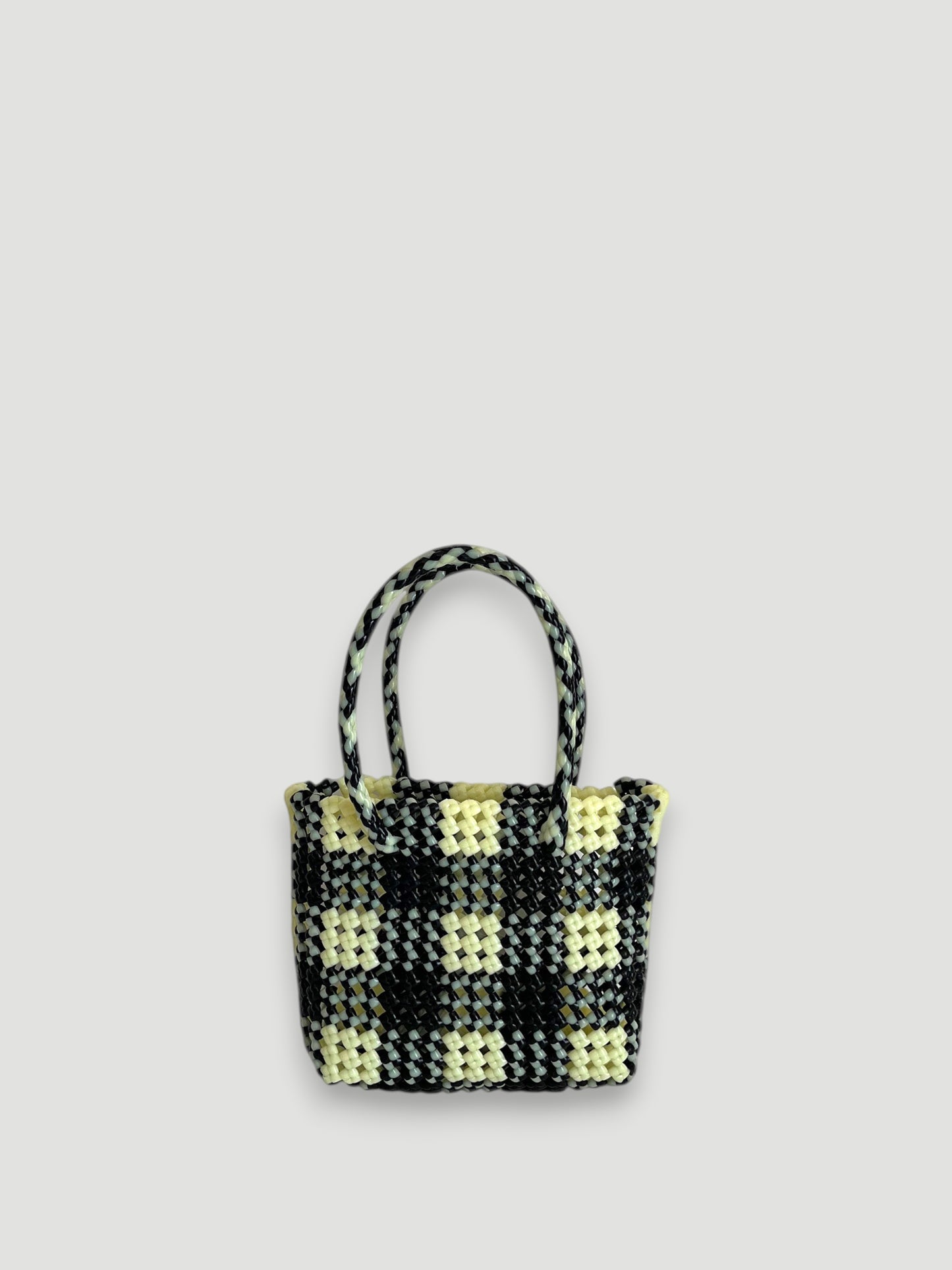 N°34XS - SAC PANIER TRESSÉ MAIN - MINI - noir & écru