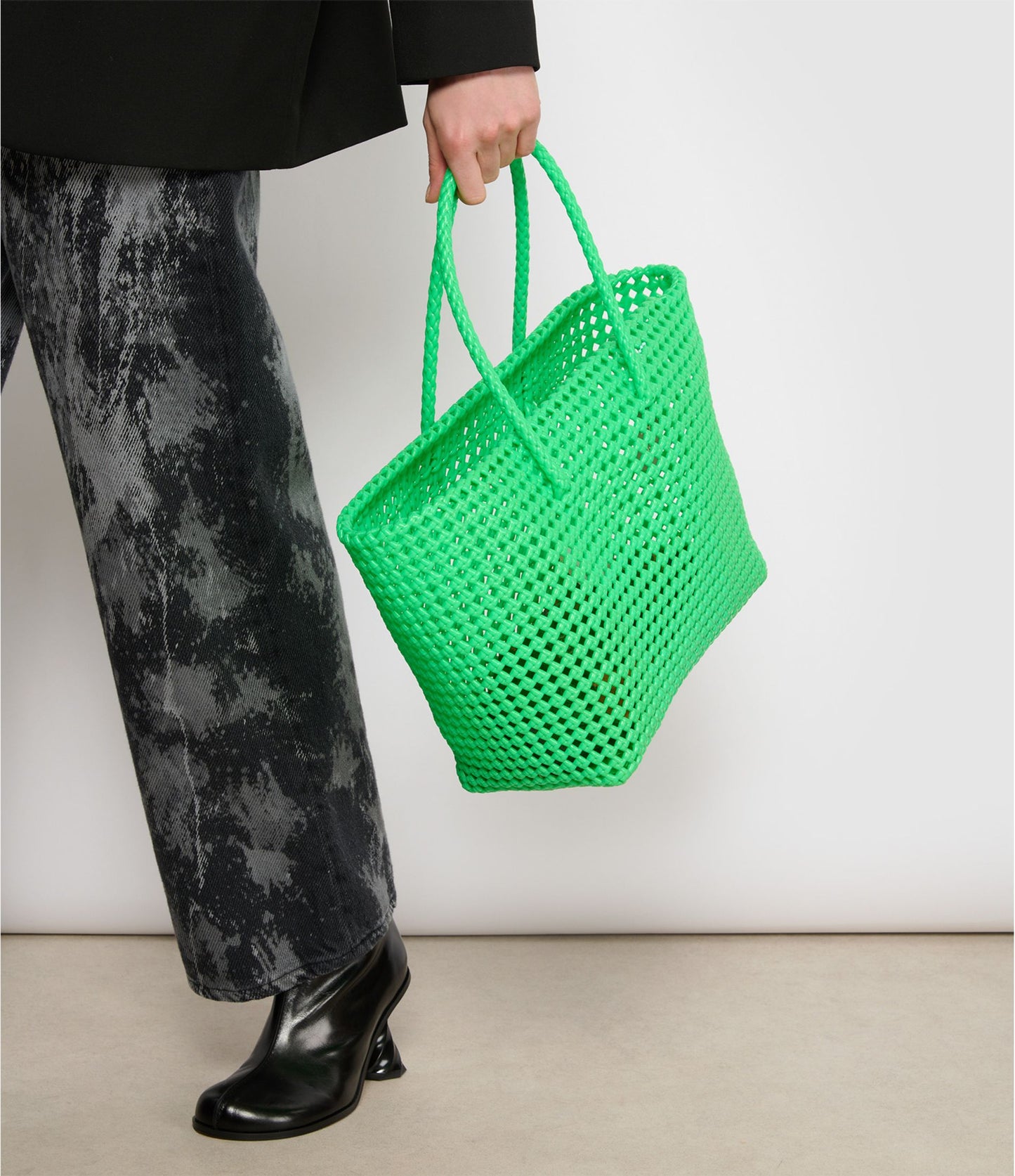 N°41L - SAC CABAS TRESSÉ MAIN - GRAND - vert fluo