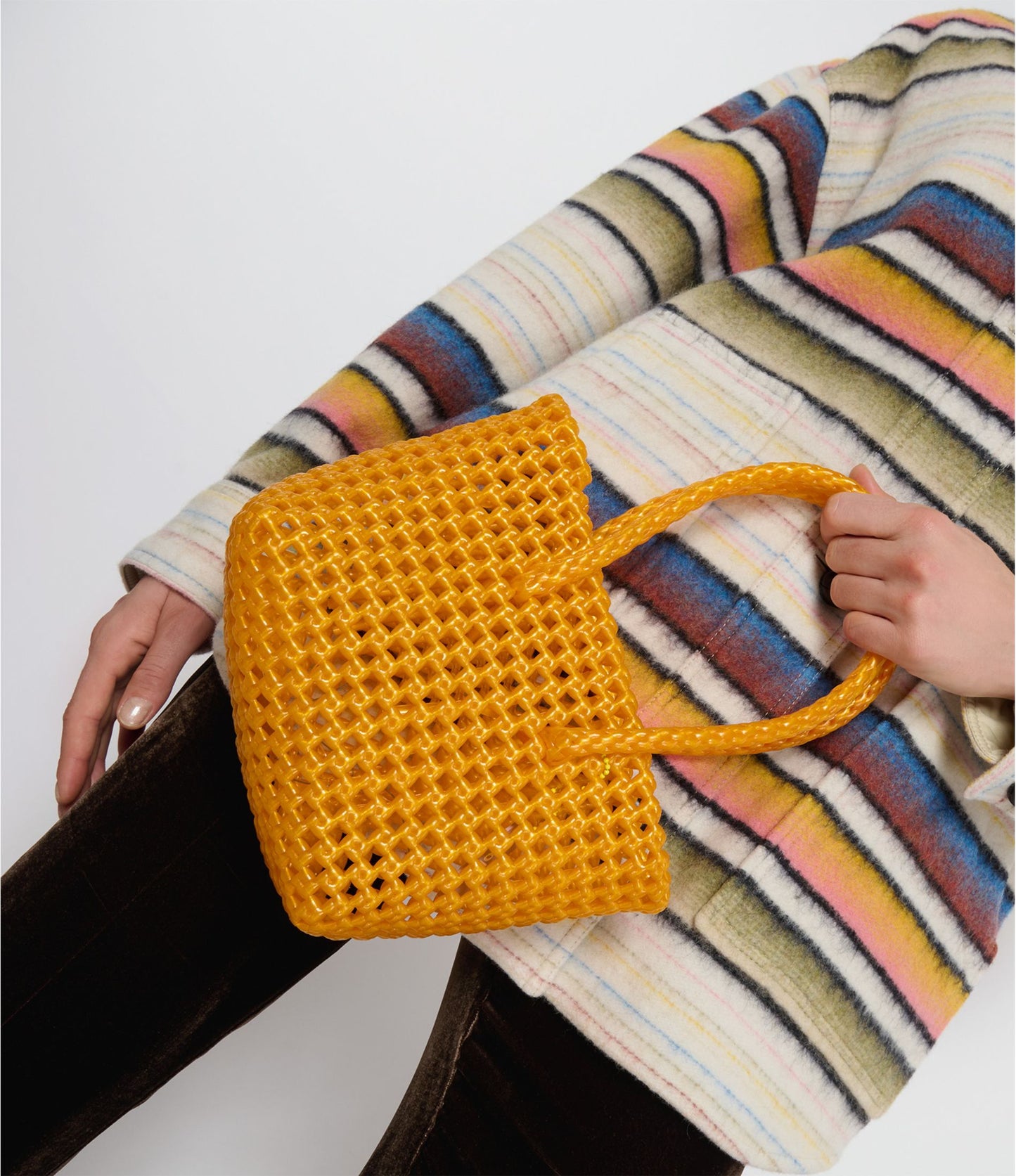 N°206XS - SAC CABAS TRESSÉ MAIN - MINI - doré